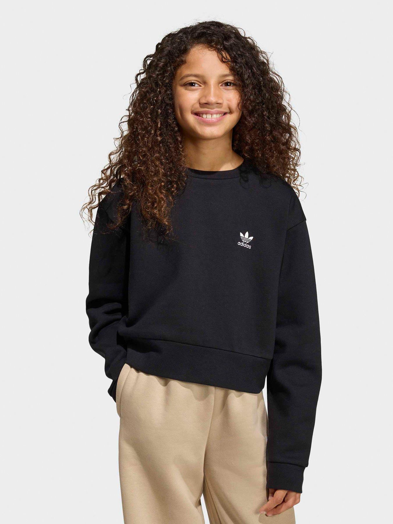 adidas Originals Junior Girl's Boxy Crew Sweatshirt - Black