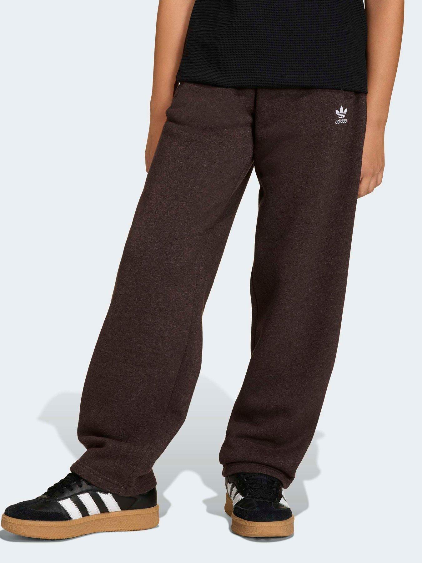 adidas Originals Junior Boy's Wide Leg Fleece Melange Joggers - Brown