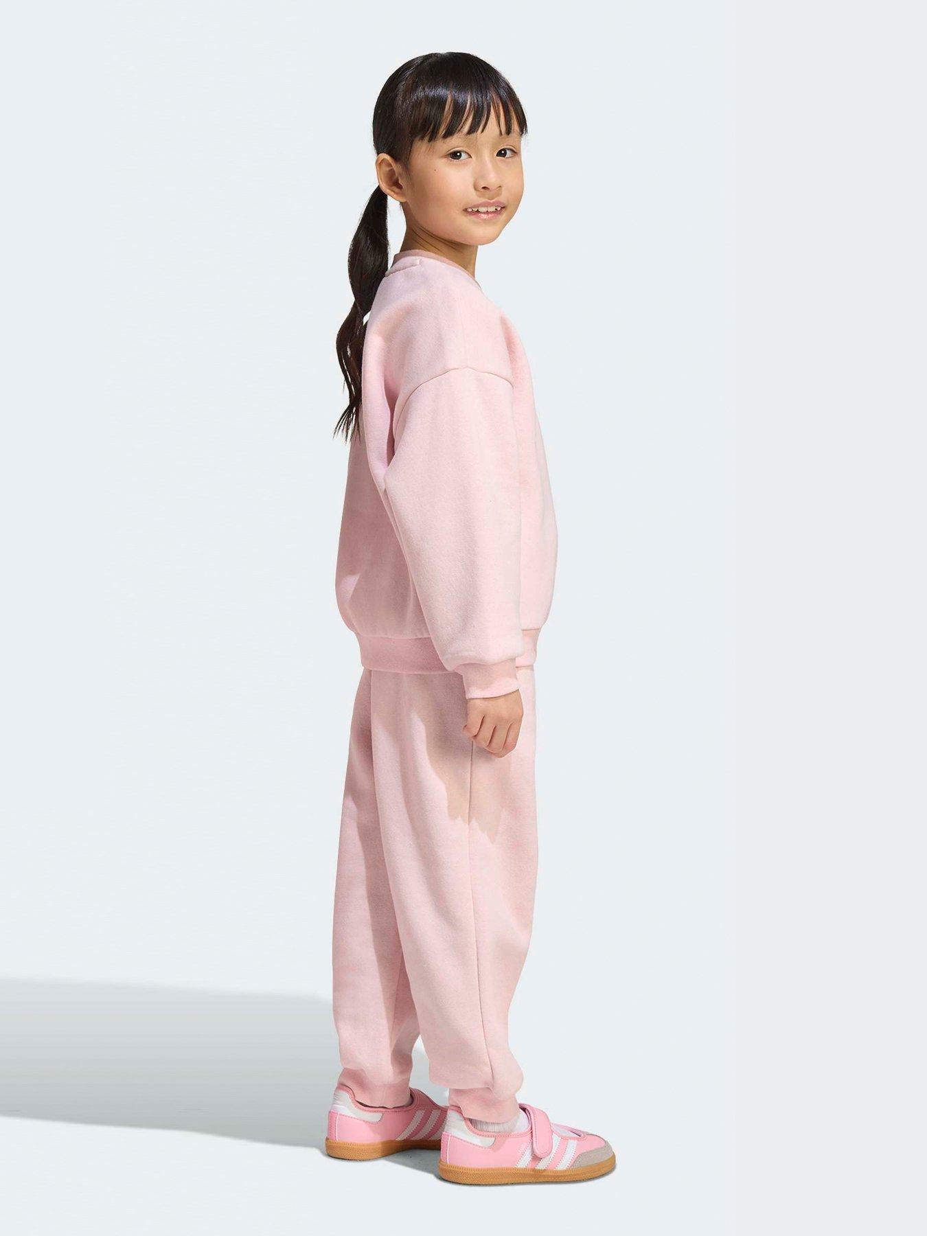Image 2 of 7 of adidas Originals Kids Unisex Loose Crew Jogger Set - Pink