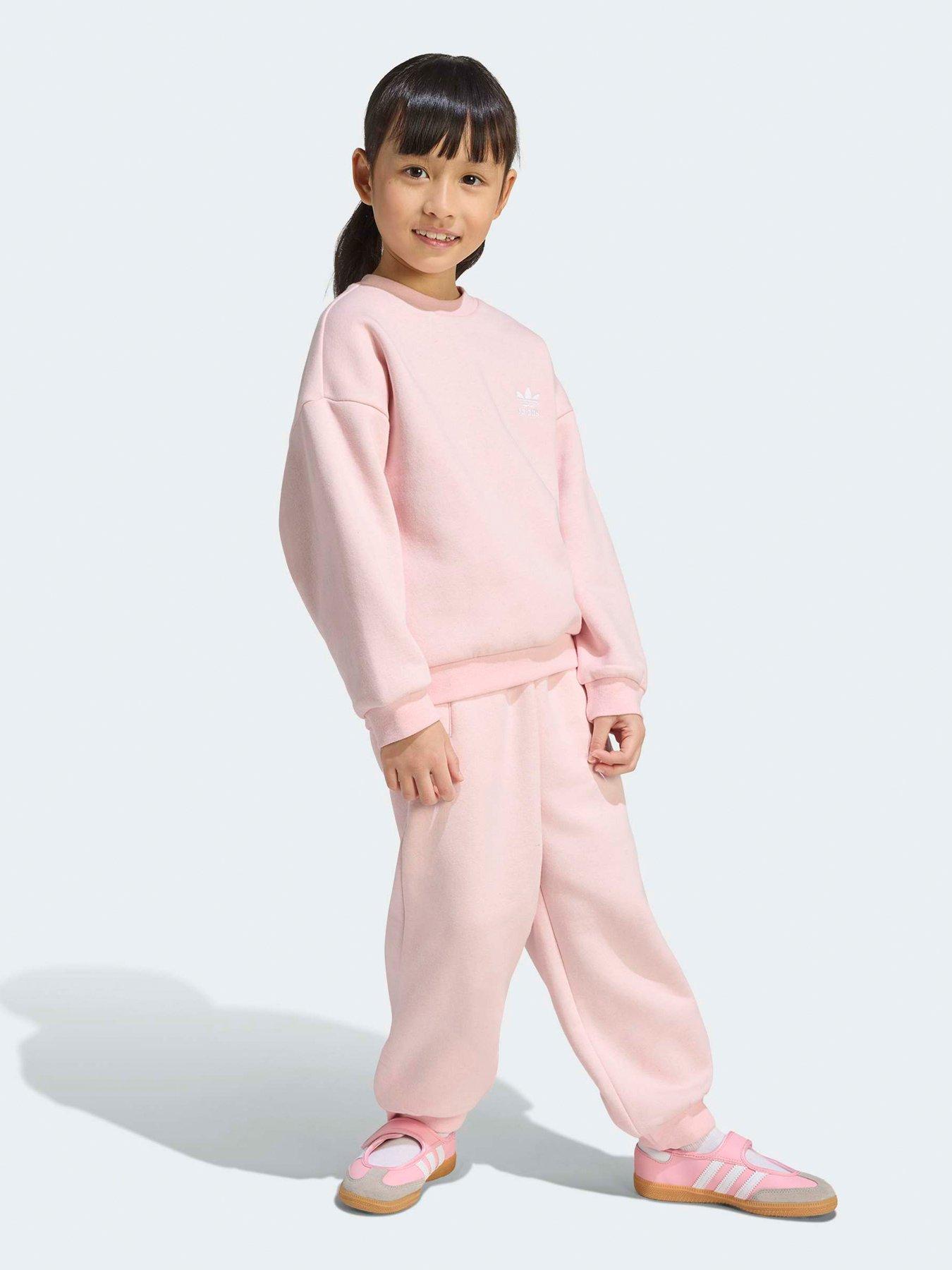 Image 3 of 7 of adidas Originals Kids Unisex Loose Crew Jogger Set - Pink
