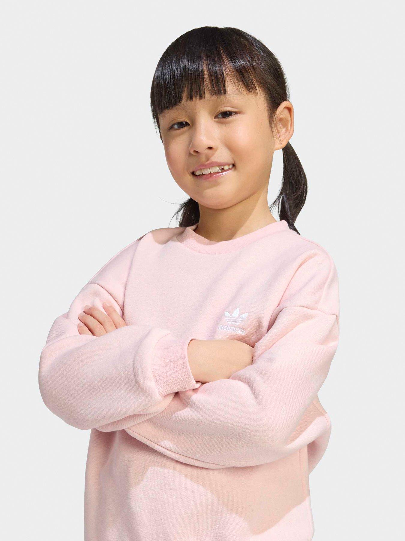 Image 4 of 7 of adidas Originals Kids Unisex Loose Crew Jogger Set - Pink
