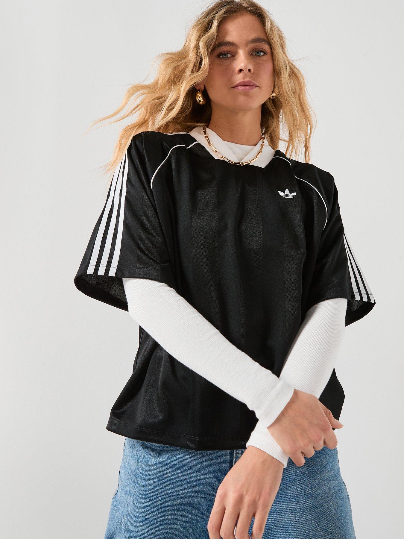 adidas Originals Women's 3 Stripes Jaquard T-Shirt - Black