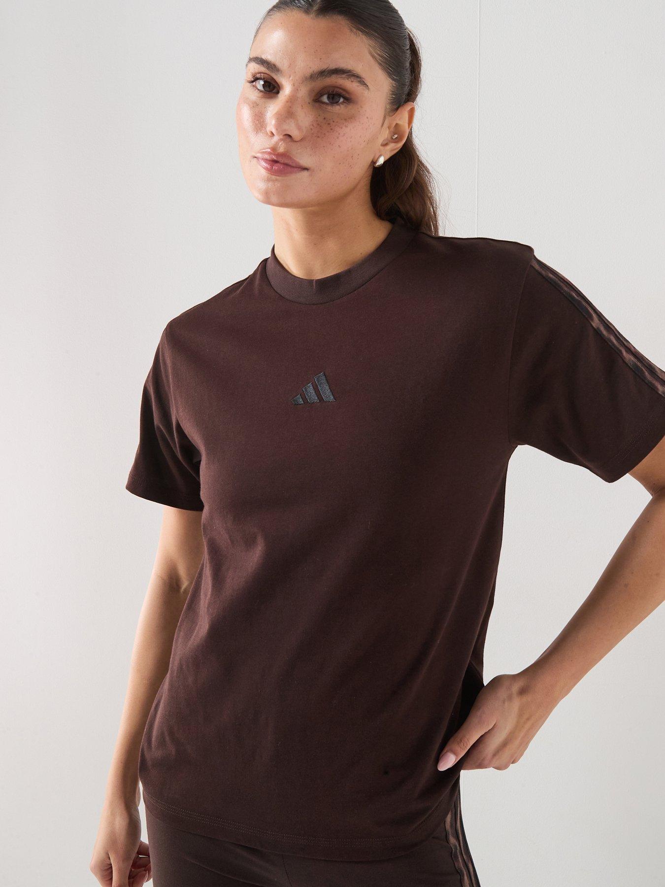 adidas Sportswear Womens Essentials Leopard Print T-Shirt - Brown