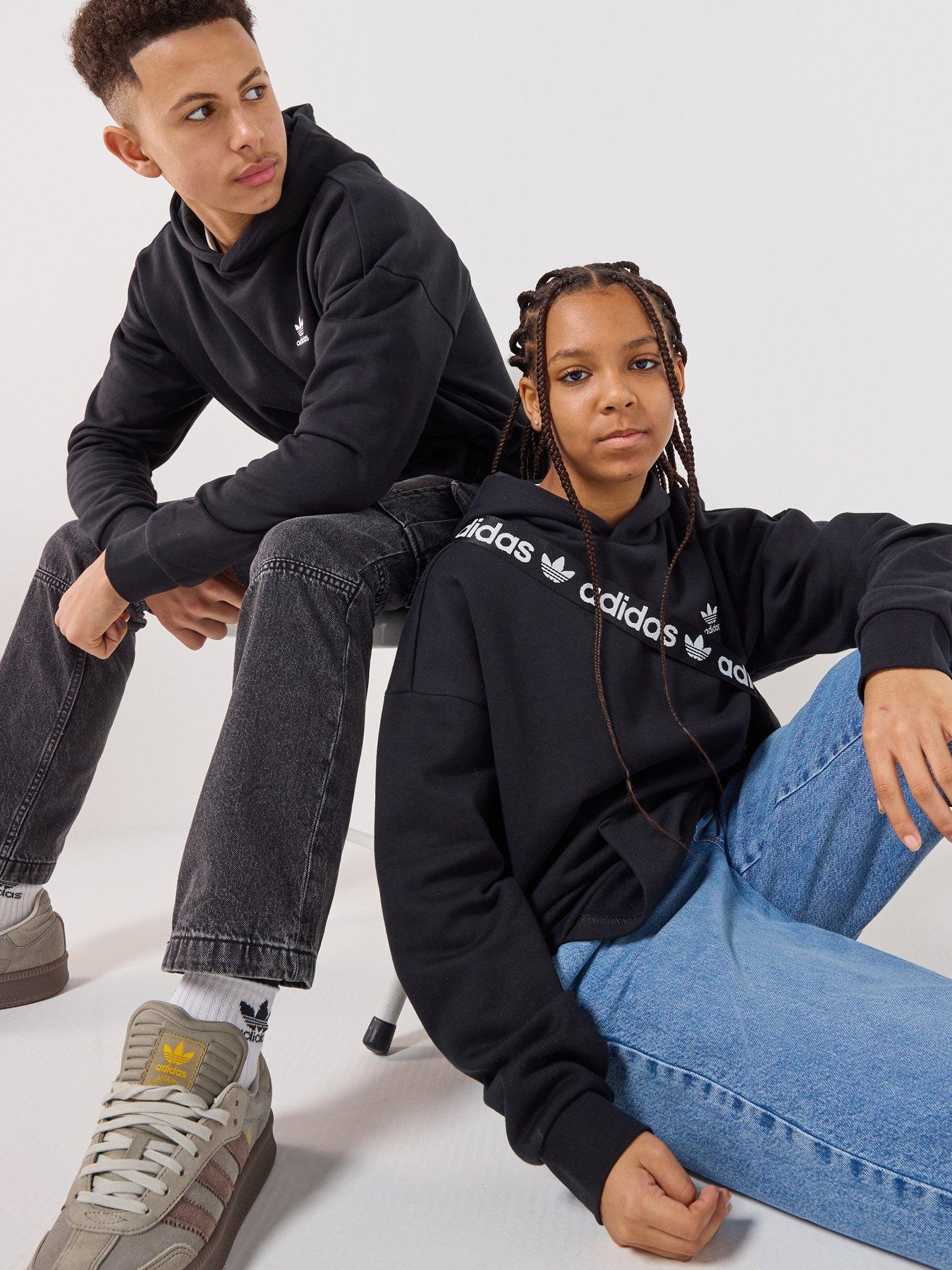 adidas Originals Junior Unisex Loose Fleece Hoodie Kids - Black