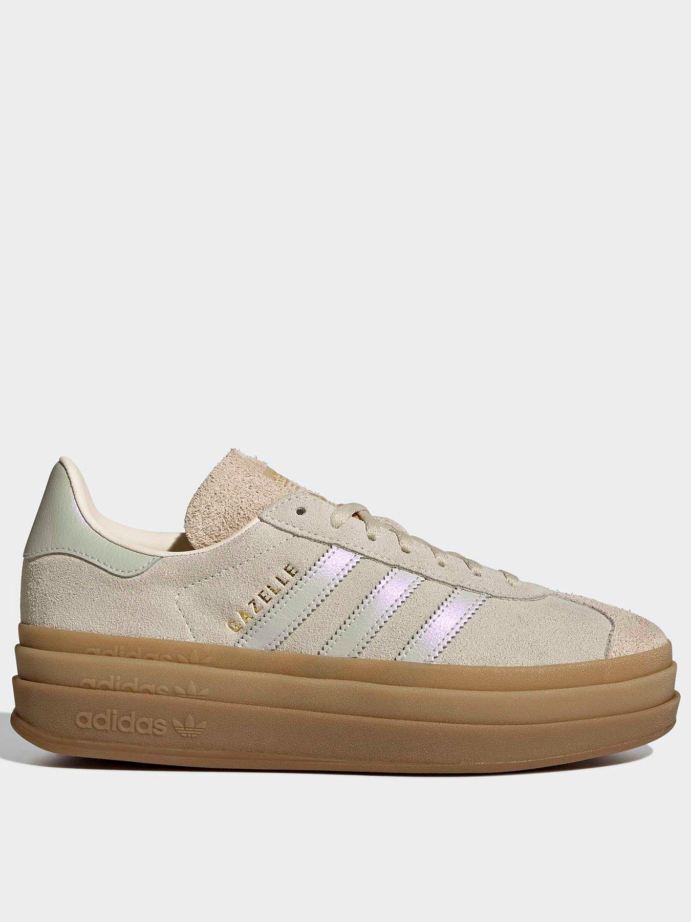 adidas gazelle silver green womens adidas Gazelle Bold Shoes - Women's - Aurora Coffee / Light Pink / Gold main image 1