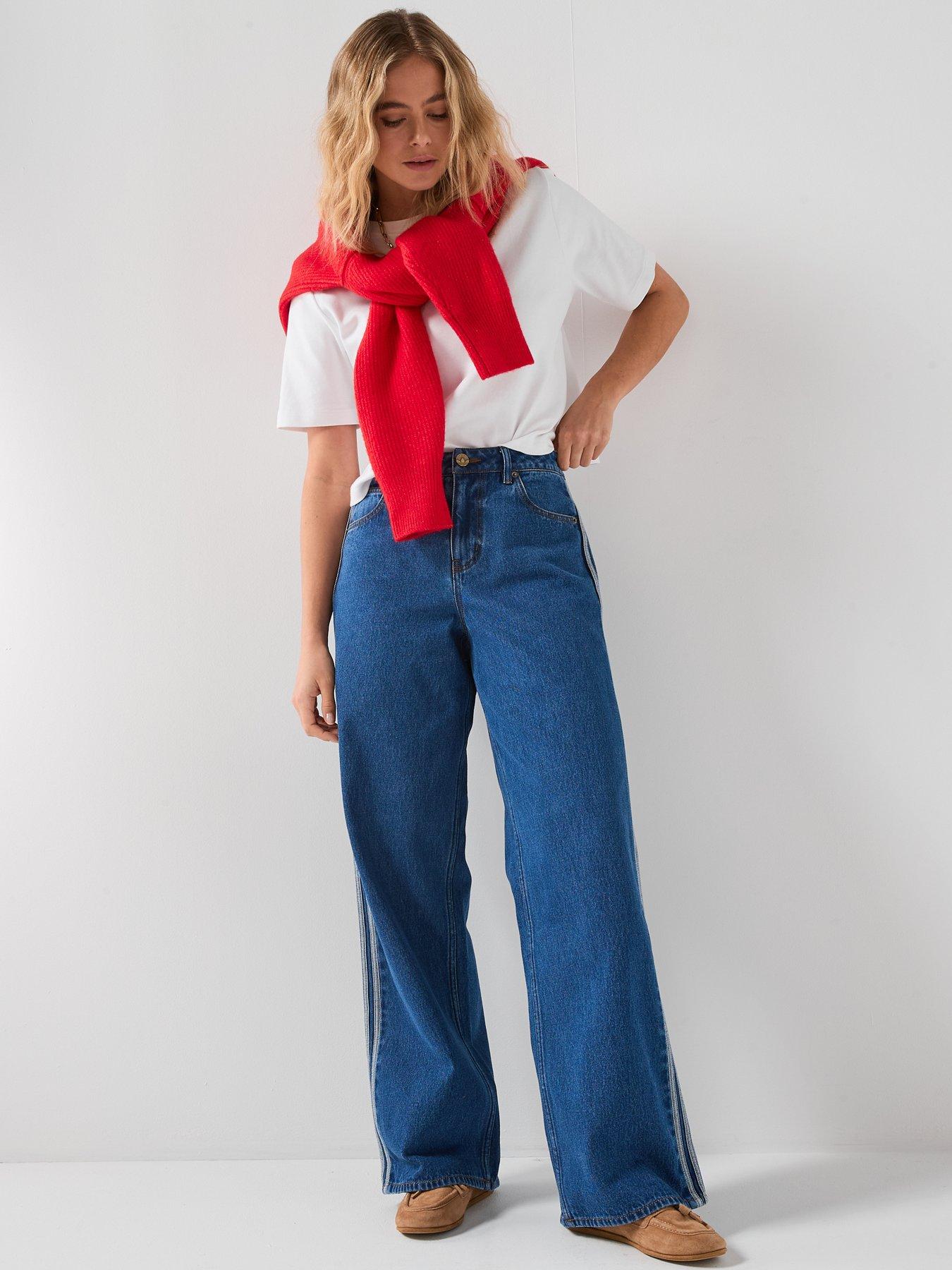 Image 4 of 6 of adidas Originals Women's Firebird Jean-Style Tracksuit Pant Denim - Blue
