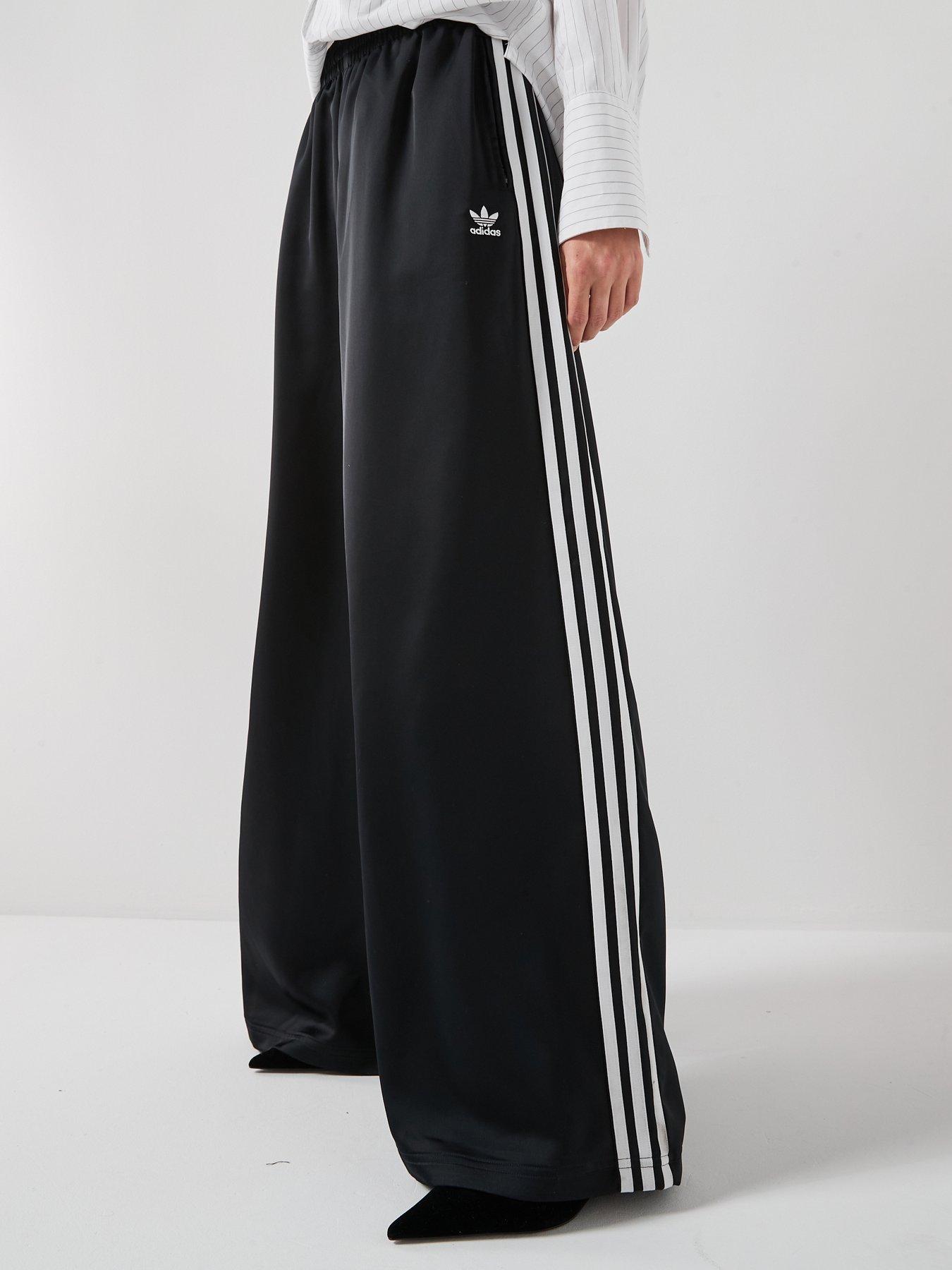 adidas Originals Women's Adicolor Satin Wide Leg Track Joggers - Black