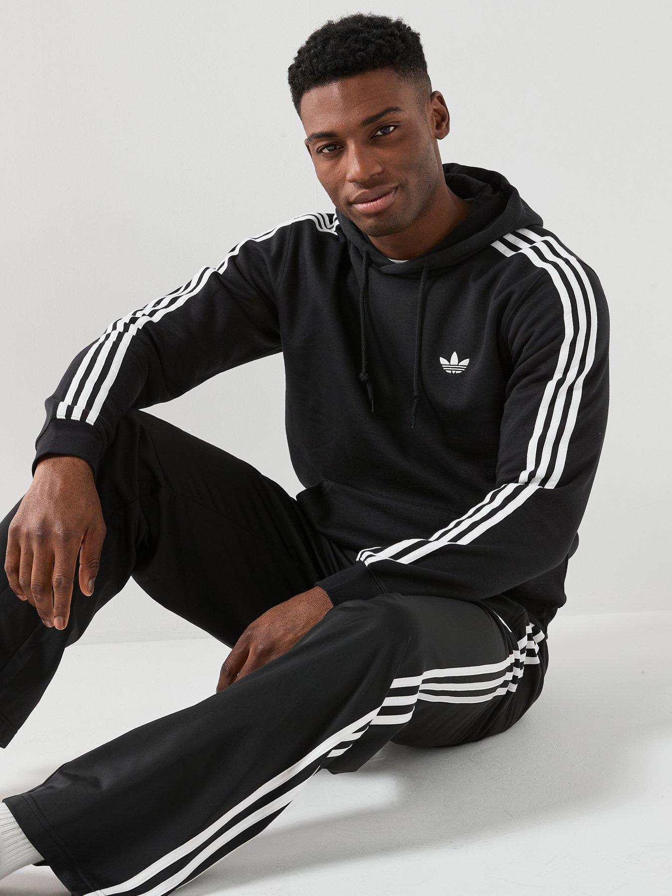 adidas Originals Men's 3-Stripes Hoodie, Black, Size M, Men