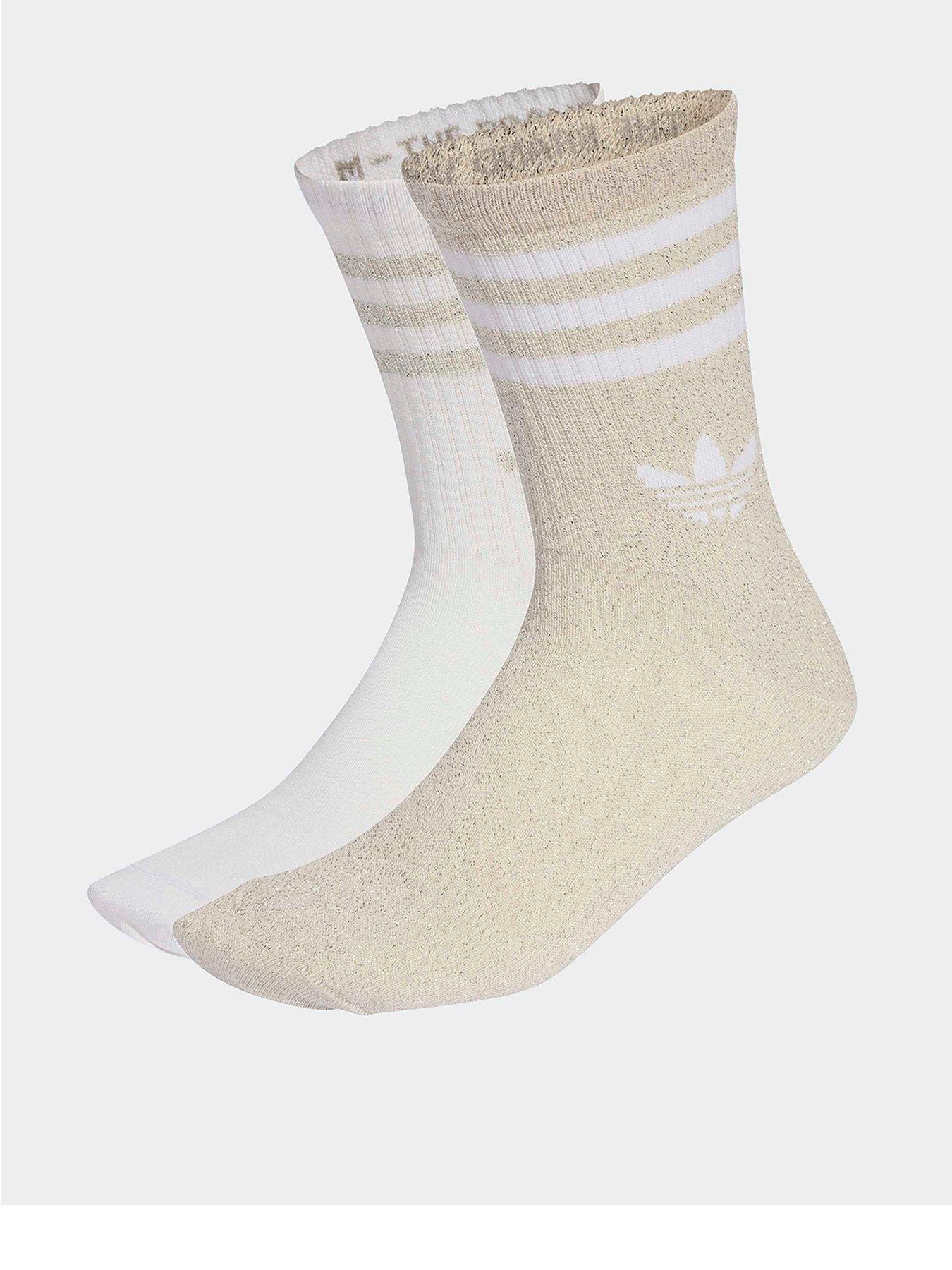 adidas Originals: Unisex 3 Stripe Glitter Crew Socks 2 Pack - Multi