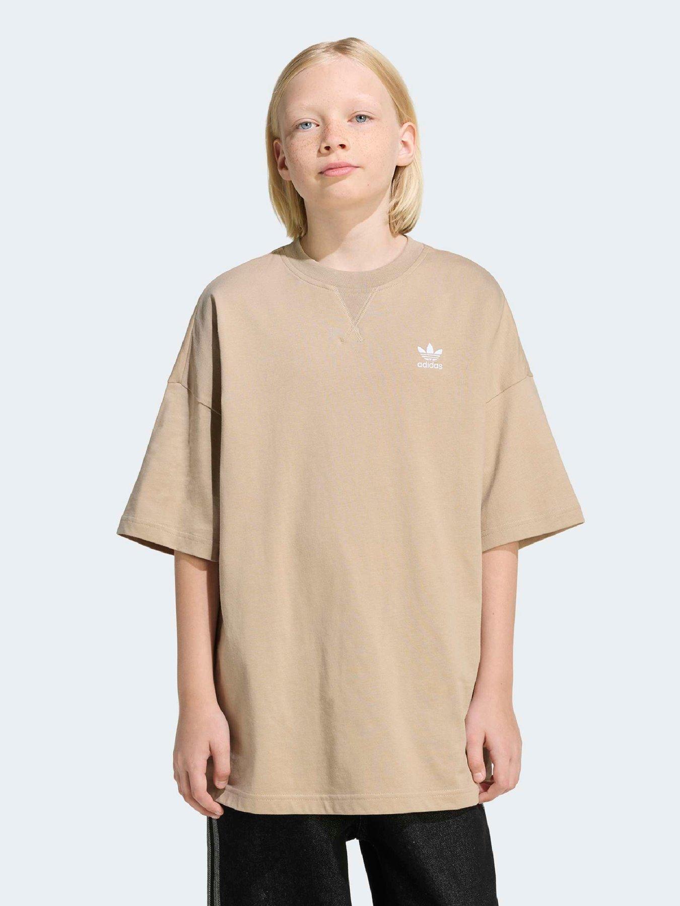 adidas Originals Junior Unisex Oversized Cutline T-Shirt - Beige