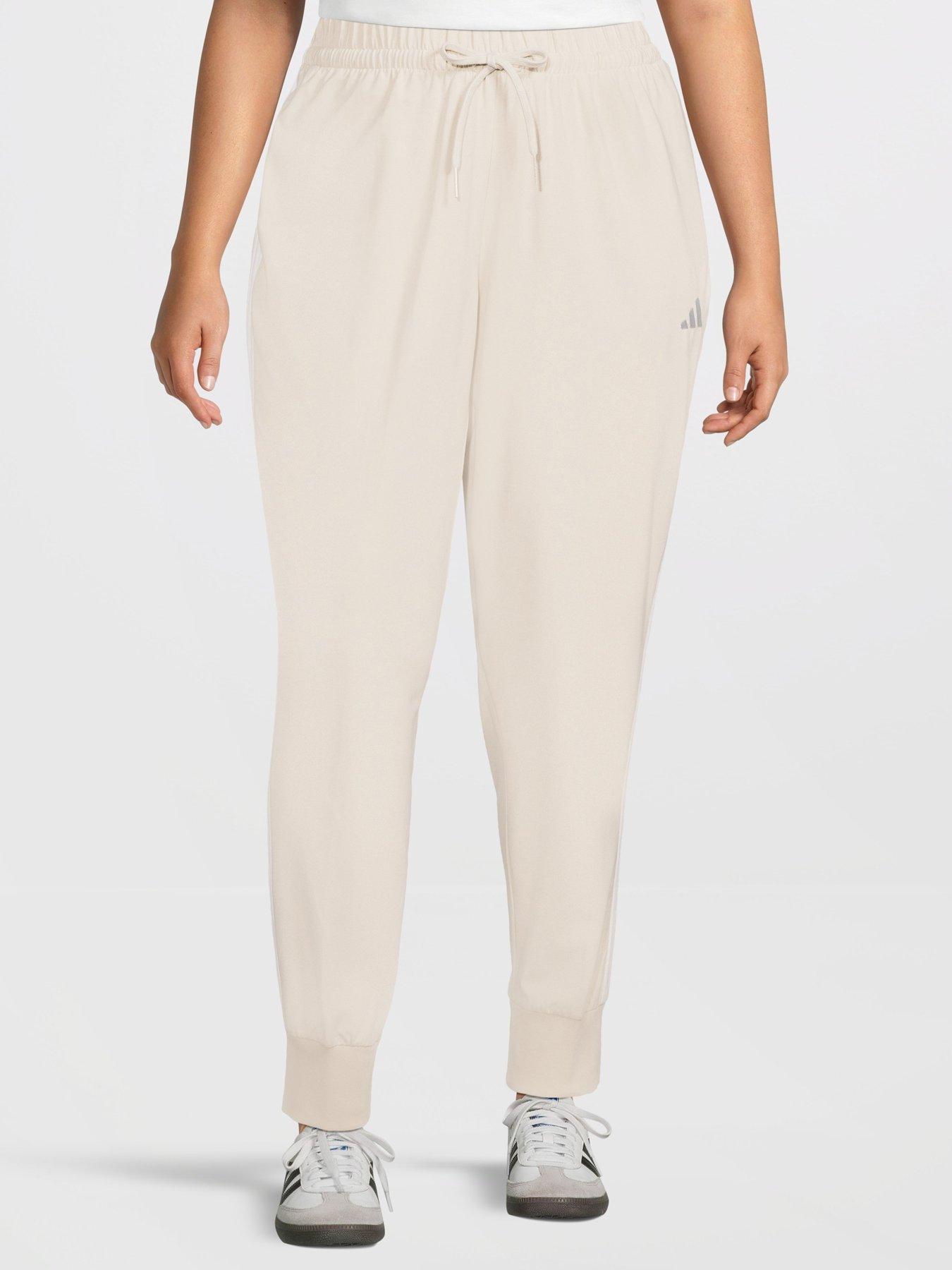 adidas Sportswear Women's Plus Size Essentials 3-Stripes Jogger Pants (Plus Size) - Beige