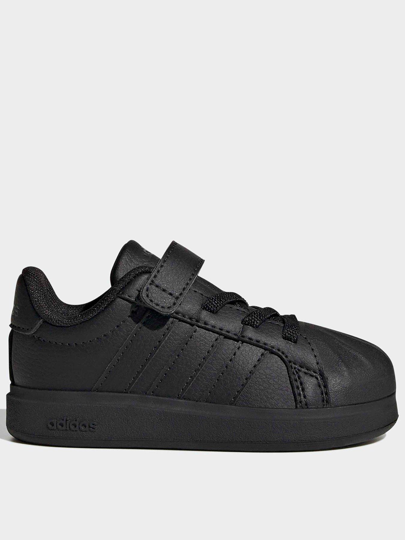 adidas Sportswear Infant Streettalk Shell Toe Trainers with Hook-and-Loop Straps, Core Black, Size 8 Younger