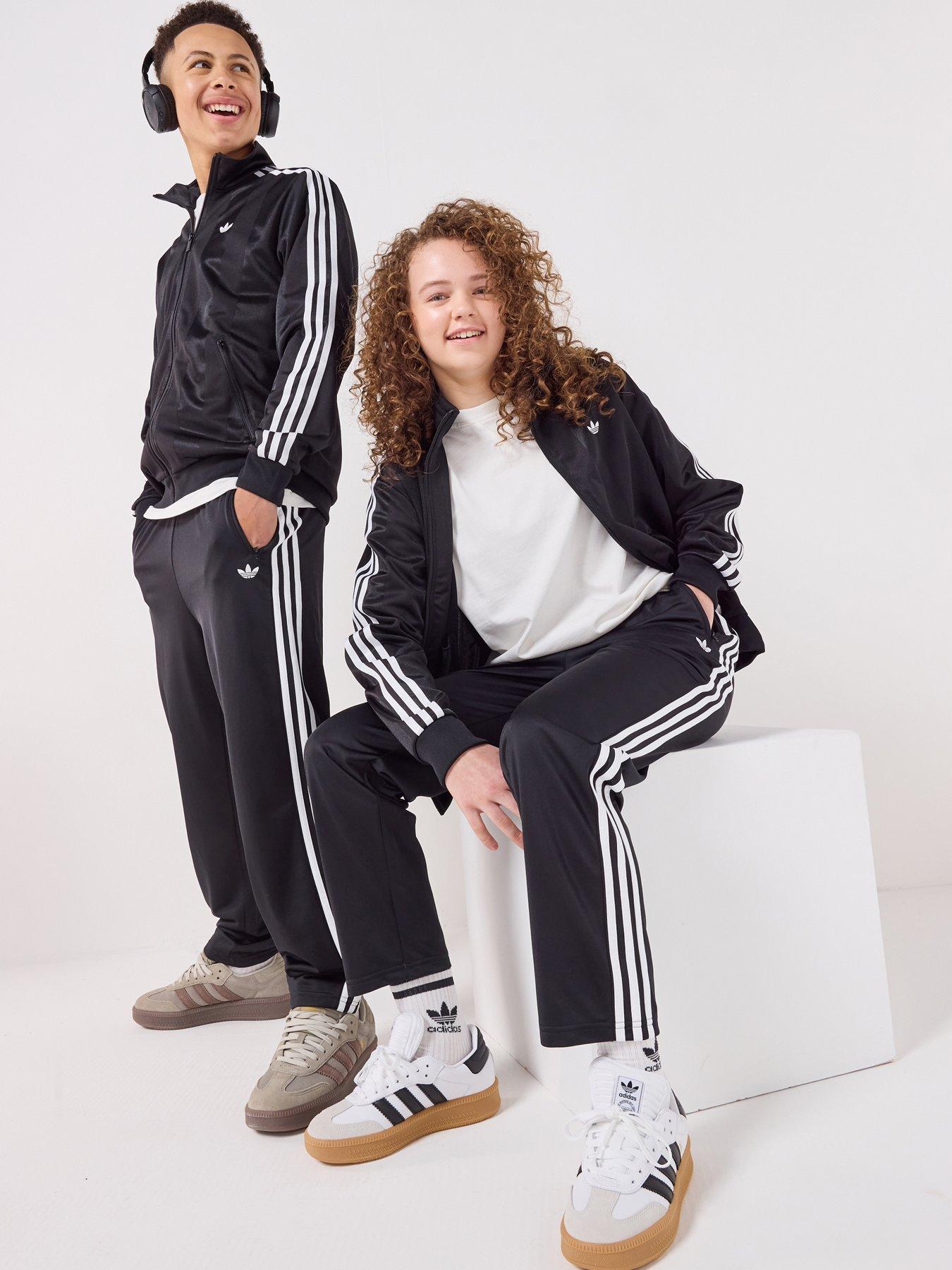 adidas Originals Junior Unisex Firebird Track Pants, Black/White, Size 9-10 Years