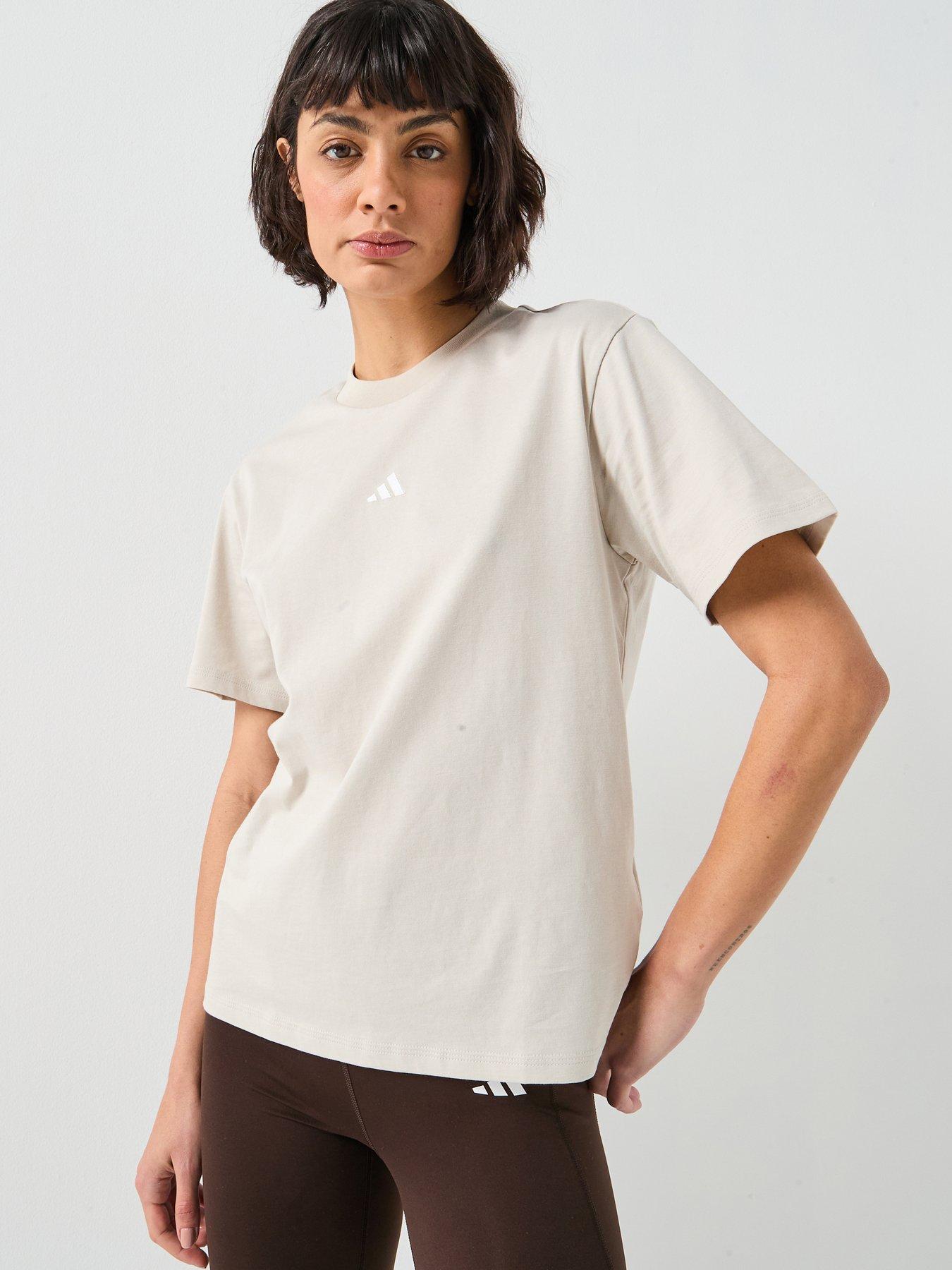 adidas Sportswear Women's Essentials Small Logo Cotton T-Shirt - Beige