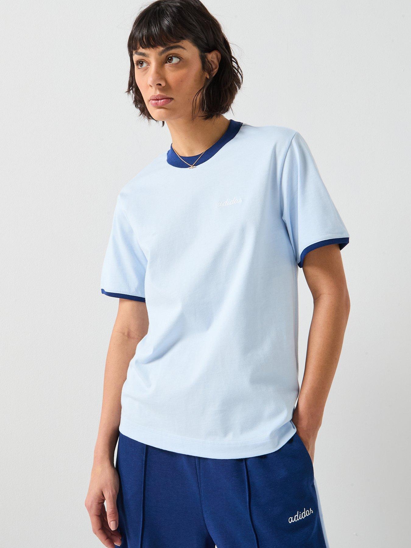 adidas Sportswear Women's Seasonal Essentials Colorpop T-Shirt With Embroidered Graphic - Blue