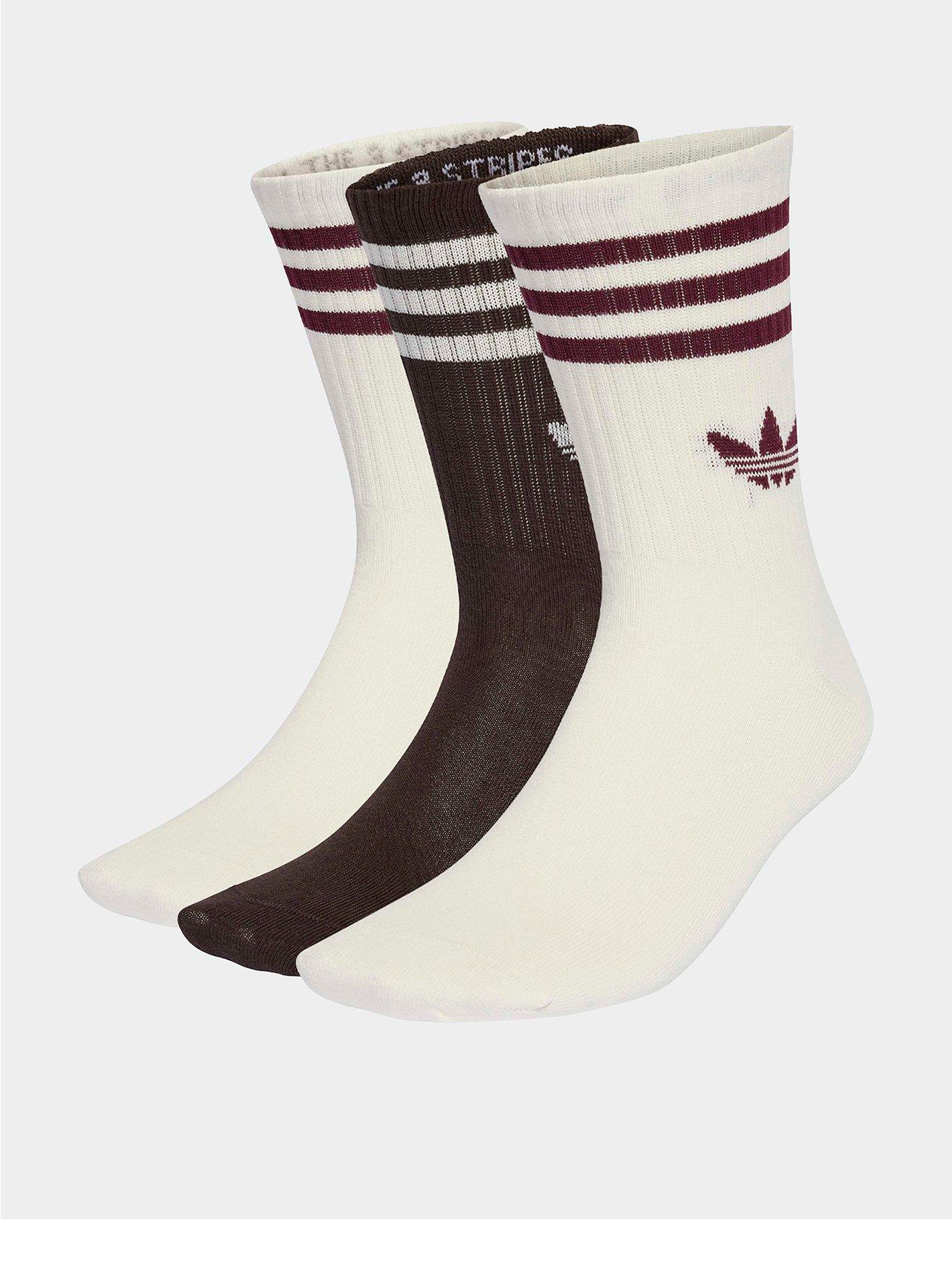 adidas Originals Unisex Crew Socks 3 Pack, Off White, Size Xs, Women