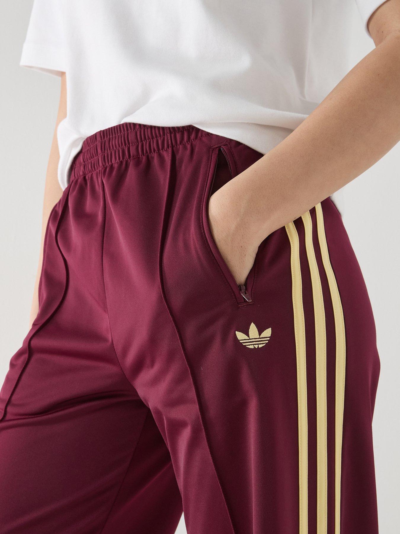 Image 6 of 7 of adidas Originals Firebird Loose Track Pants - Maroon/Yellow