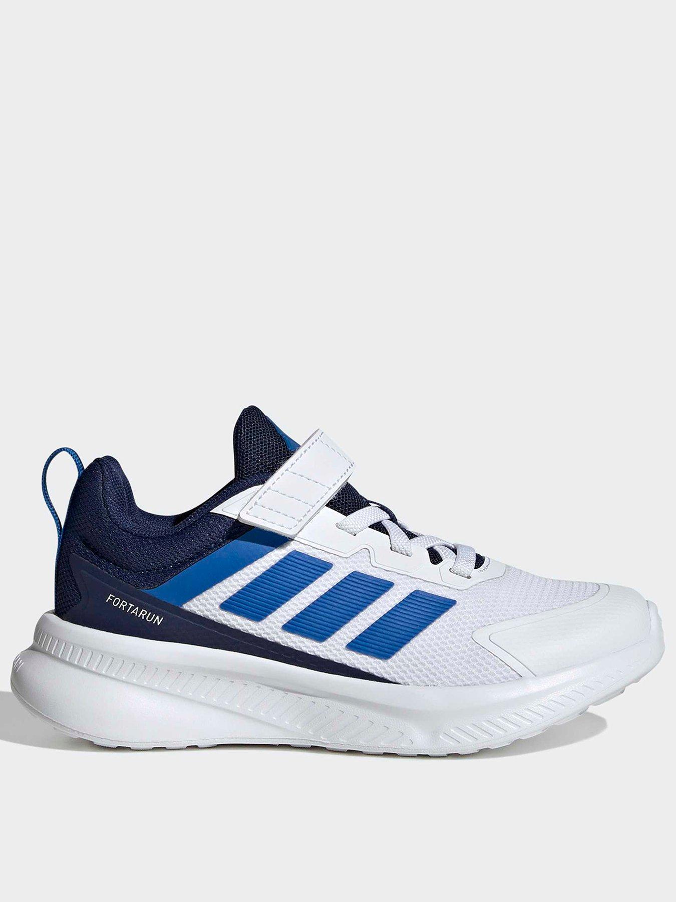 adidas Sportswear Kids Unisex Fortarun 4.0 Trainers, Ftwwht/Broyal/Dkblue, Size 2 Older