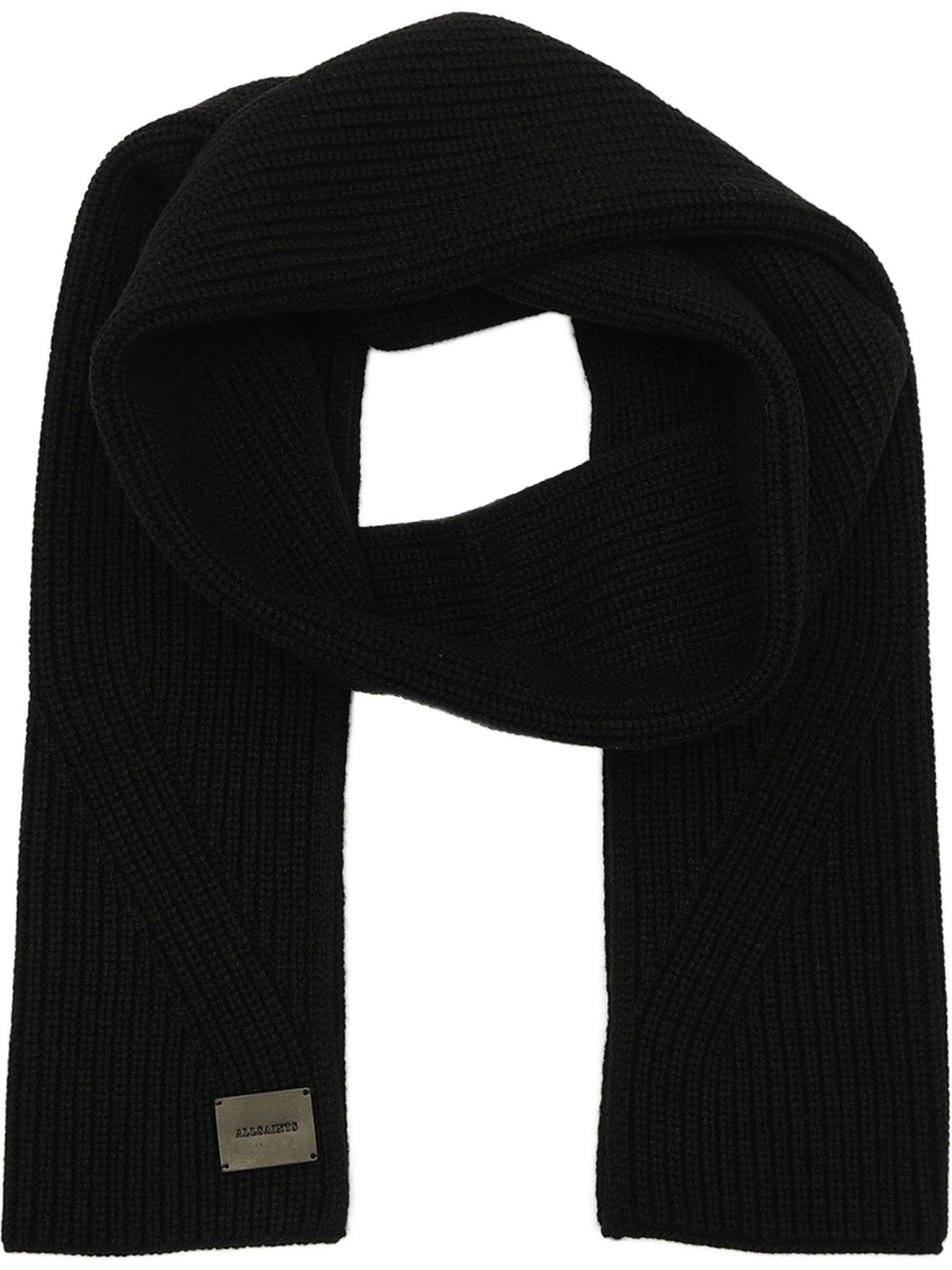 Image 1 of 2 of AllSaints Traveling Rib Knit Scarf - Black