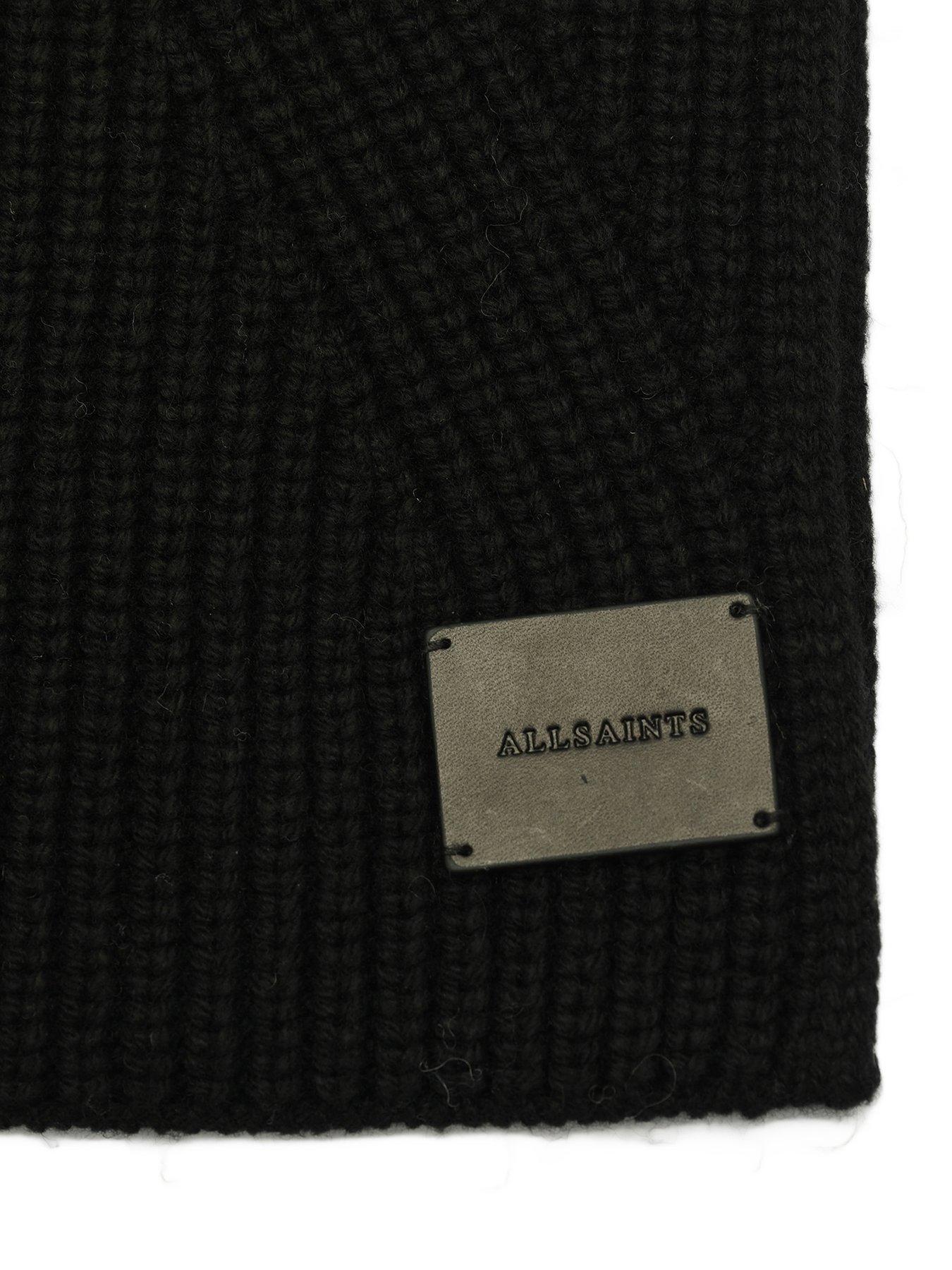 Image 2 of 2 of AllSaints Traveling Rib Knit Scarf - Black