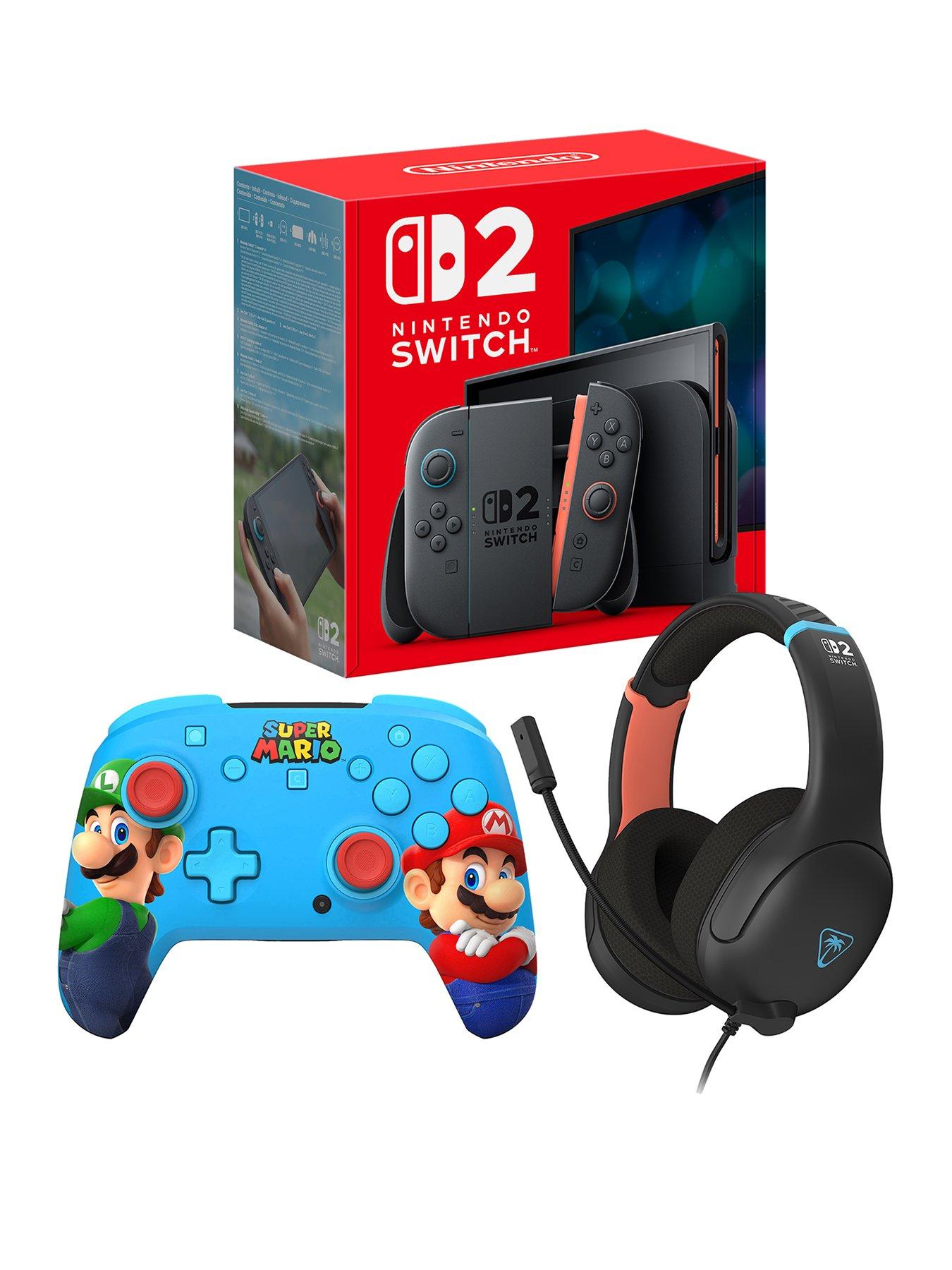 Nintendo Console + Airlite Fit Headset NS2 Charcoal Black + Rematch Wireless NS2 Mario  &  Luigi controller