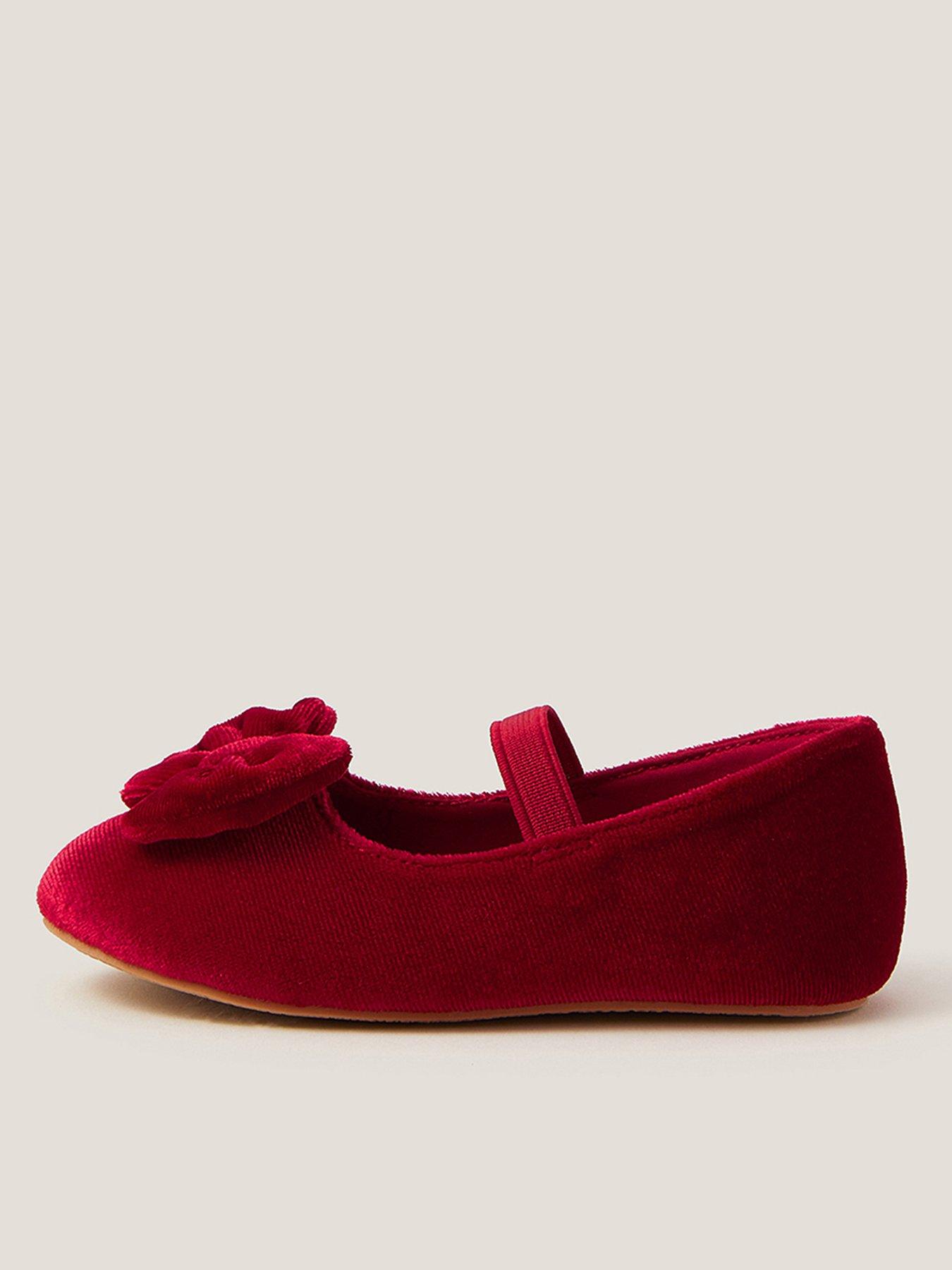Monsoon Baby Girls Bow Velvet Walker Shoes - Red