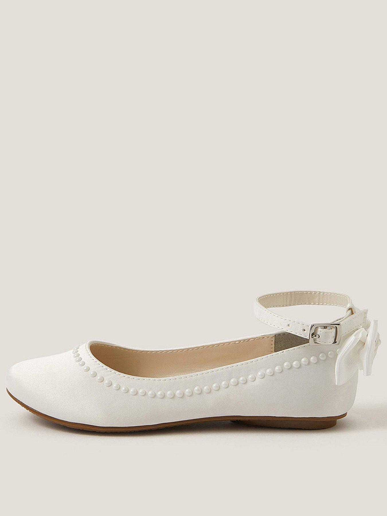 Monsoon Girls Sara Pearly Bow Ballet Flats Cream Very