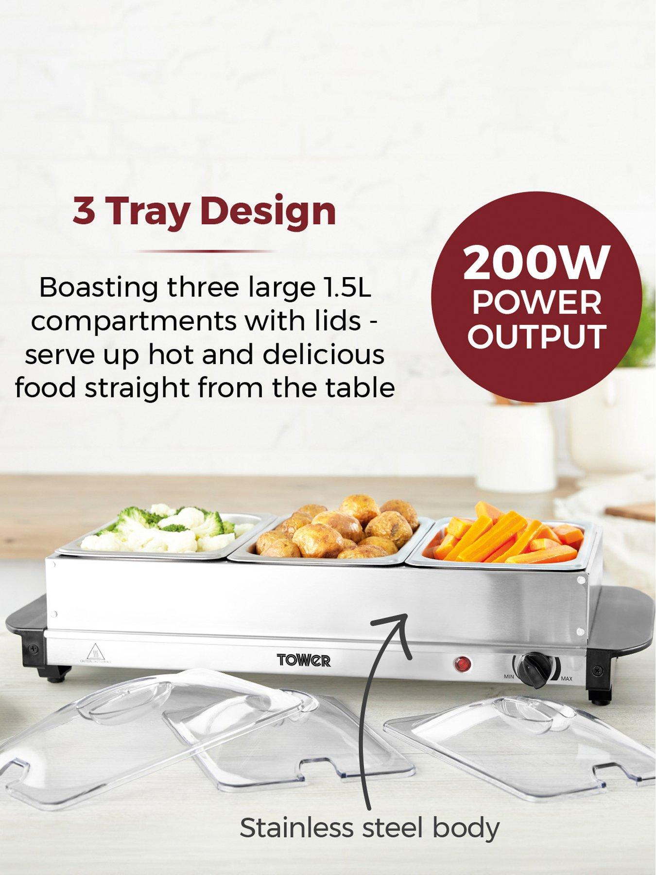 Image 3 of 7 of Tower T16150 Buffet Server with 3 x 1.5L capacity, Stainless Steel.