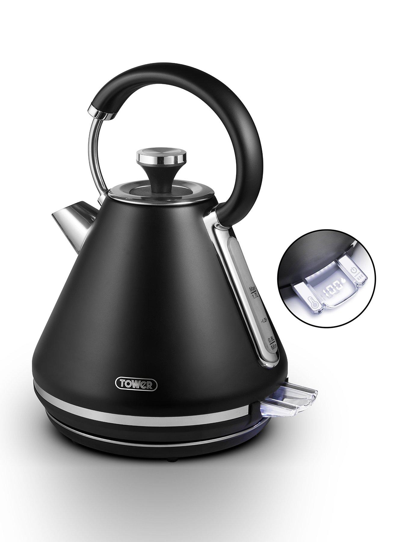 Tower Mirage 1.7L Digital Kettle with Variable Temperature Function 3kW Black with Chrome Accents