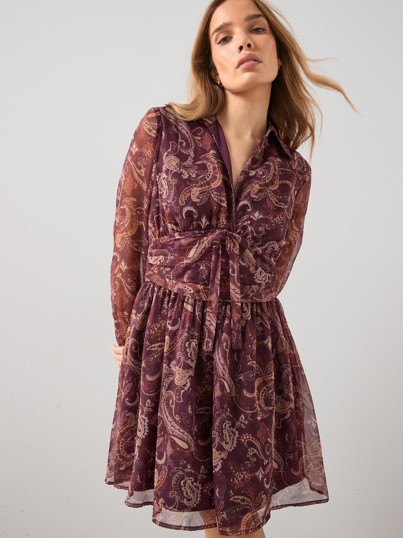 Image 1 of 7 of The Very Collection Printed Mini Shirt Dress - Print