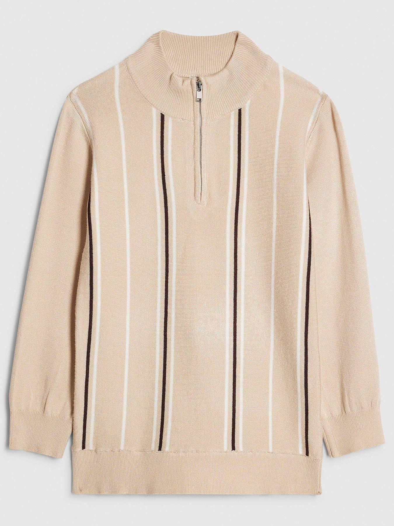 River Island Older Boys Zip Funnel Neck Top - Beige