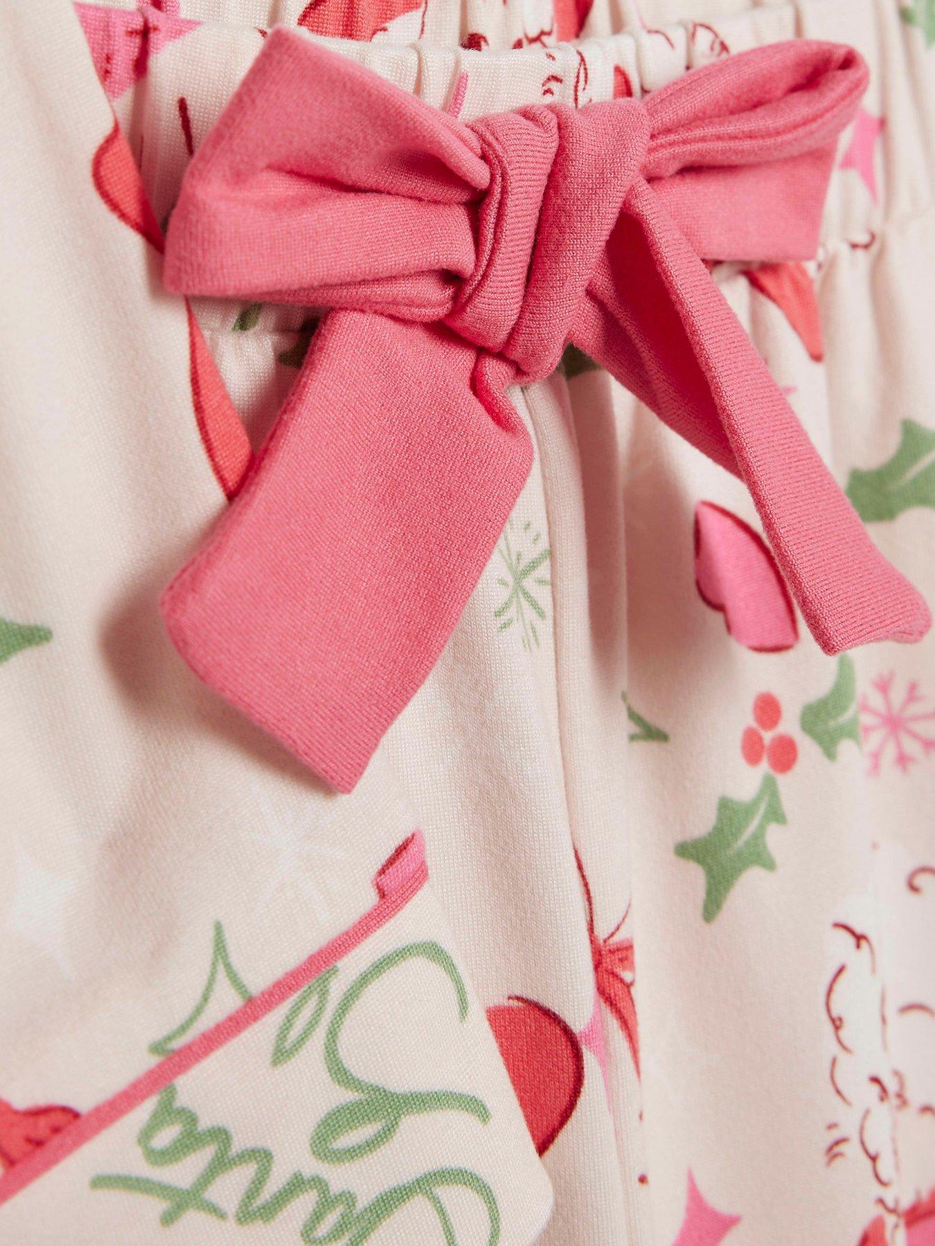 Image 4 of 5 of River Island Mini Girls Santa Sleigh Pyjama Set - Pink