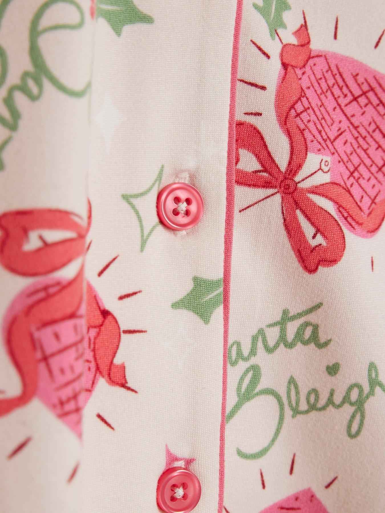 Image 5 of 5 of River Island Mini Girls Santa Sleigh Pyjama Set - Pink