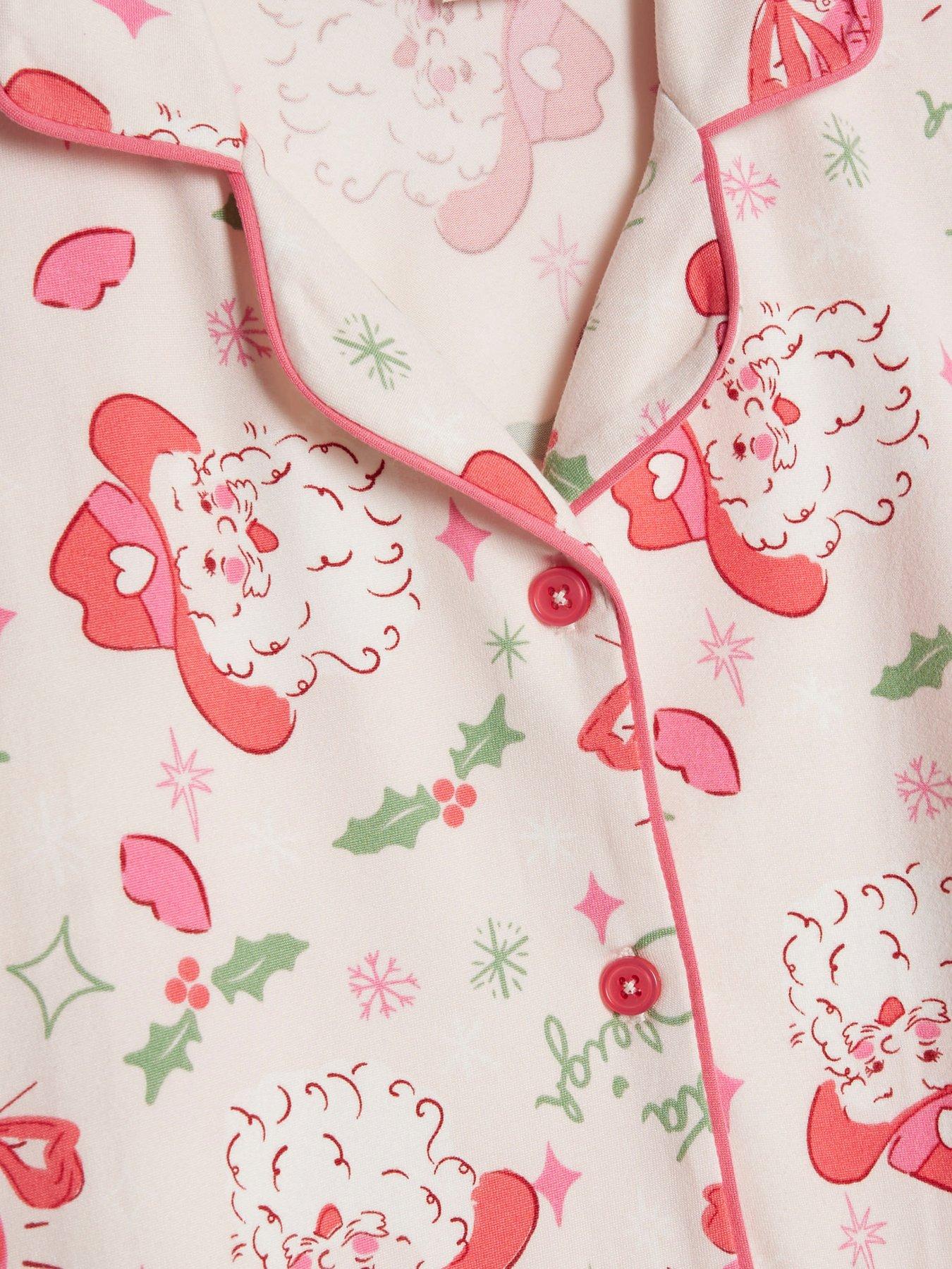 Image 4 of 5 of River Island Older Girls Santa Sleigh Pyjama Set - Pink