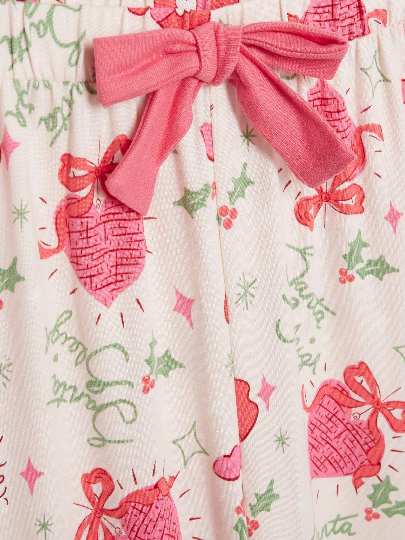 Image 5 of 5 of River Island Older Girls Santa Sleigh Pyjama Set - Pink