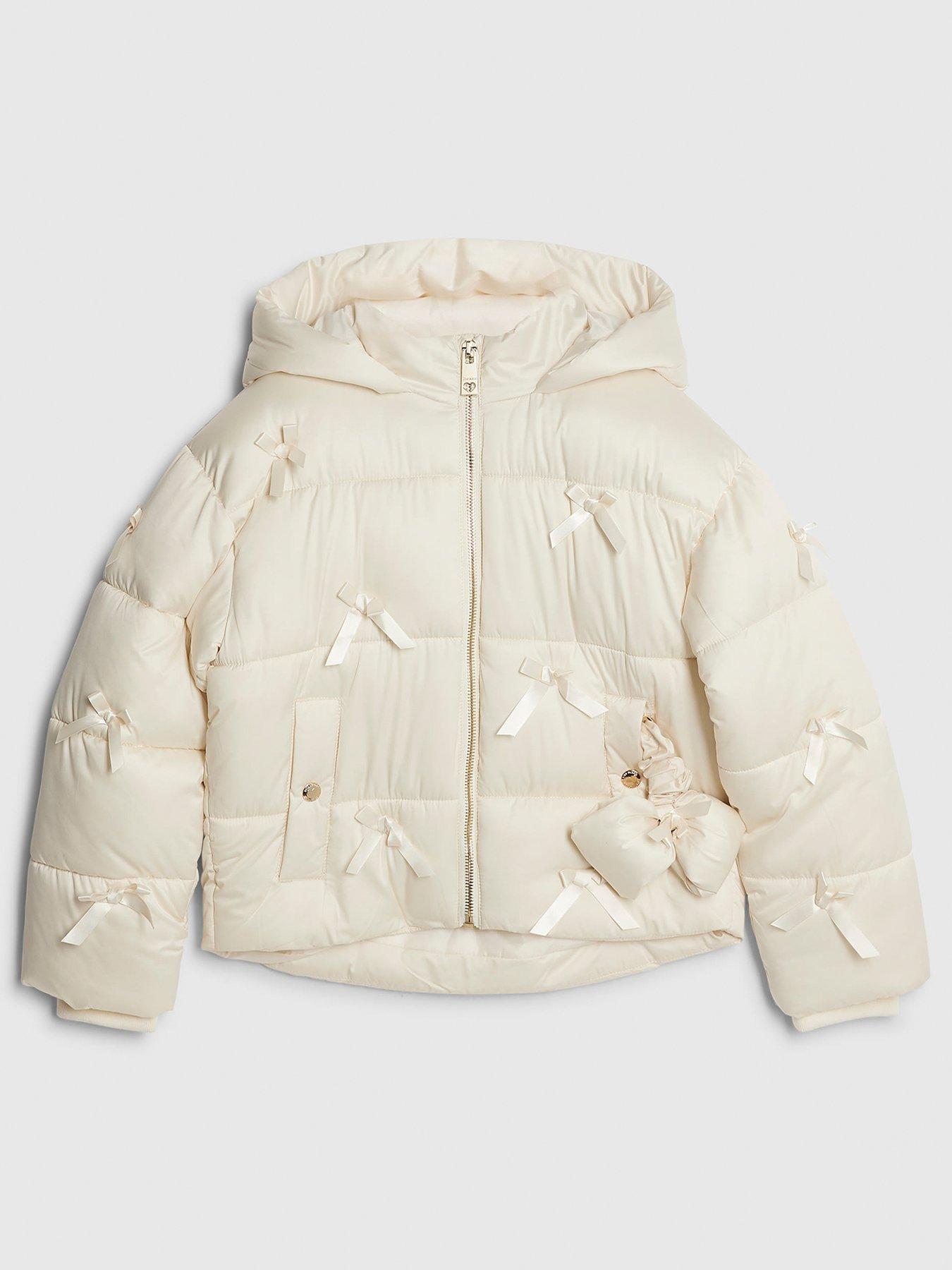 River Island Older Girls 3D Bow Padded Jacket - Cream