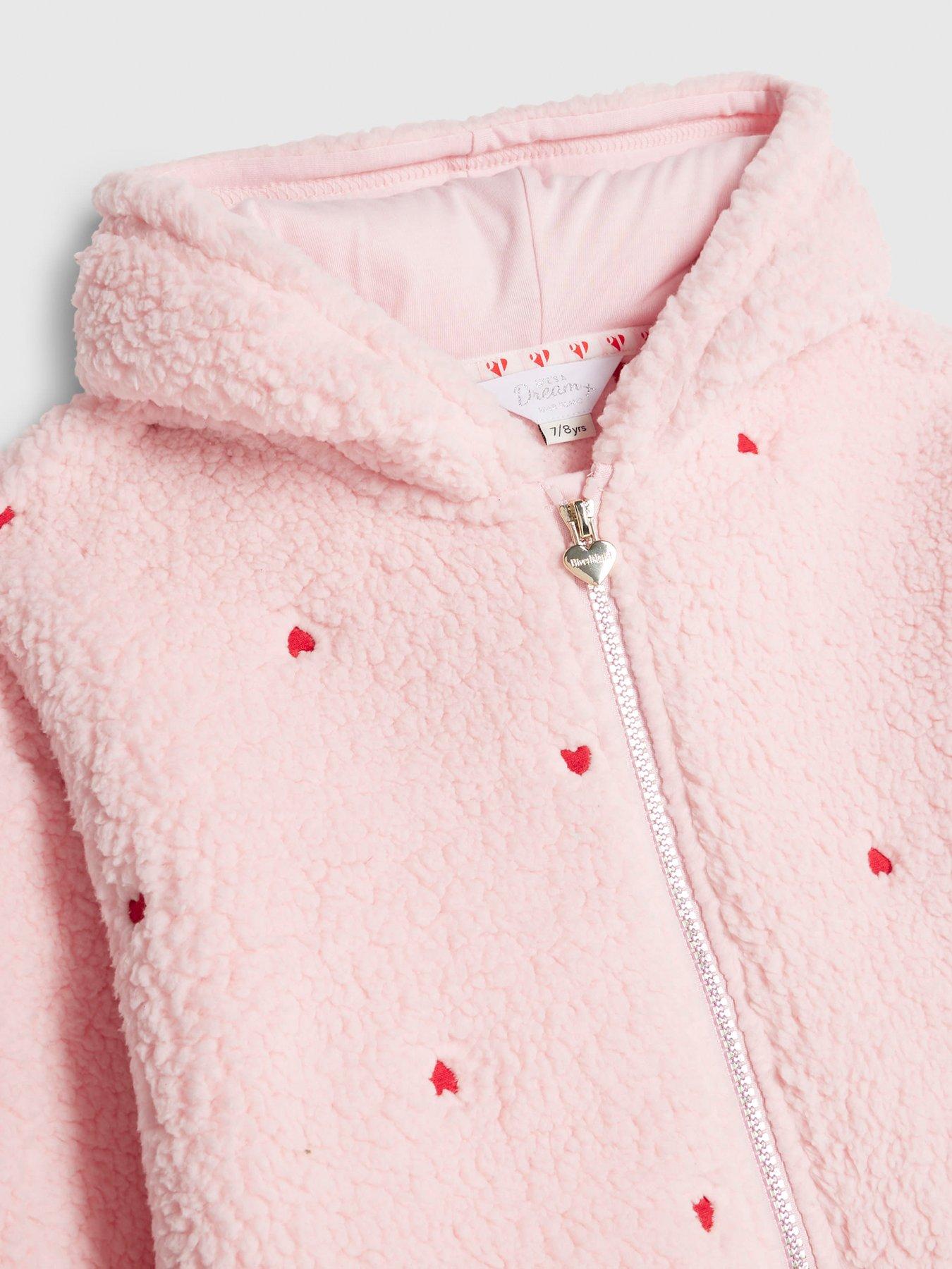 Image 4 of 5 of River Island Older Girls 3 Piece Heart Pyjama Hoodie Set - Pink