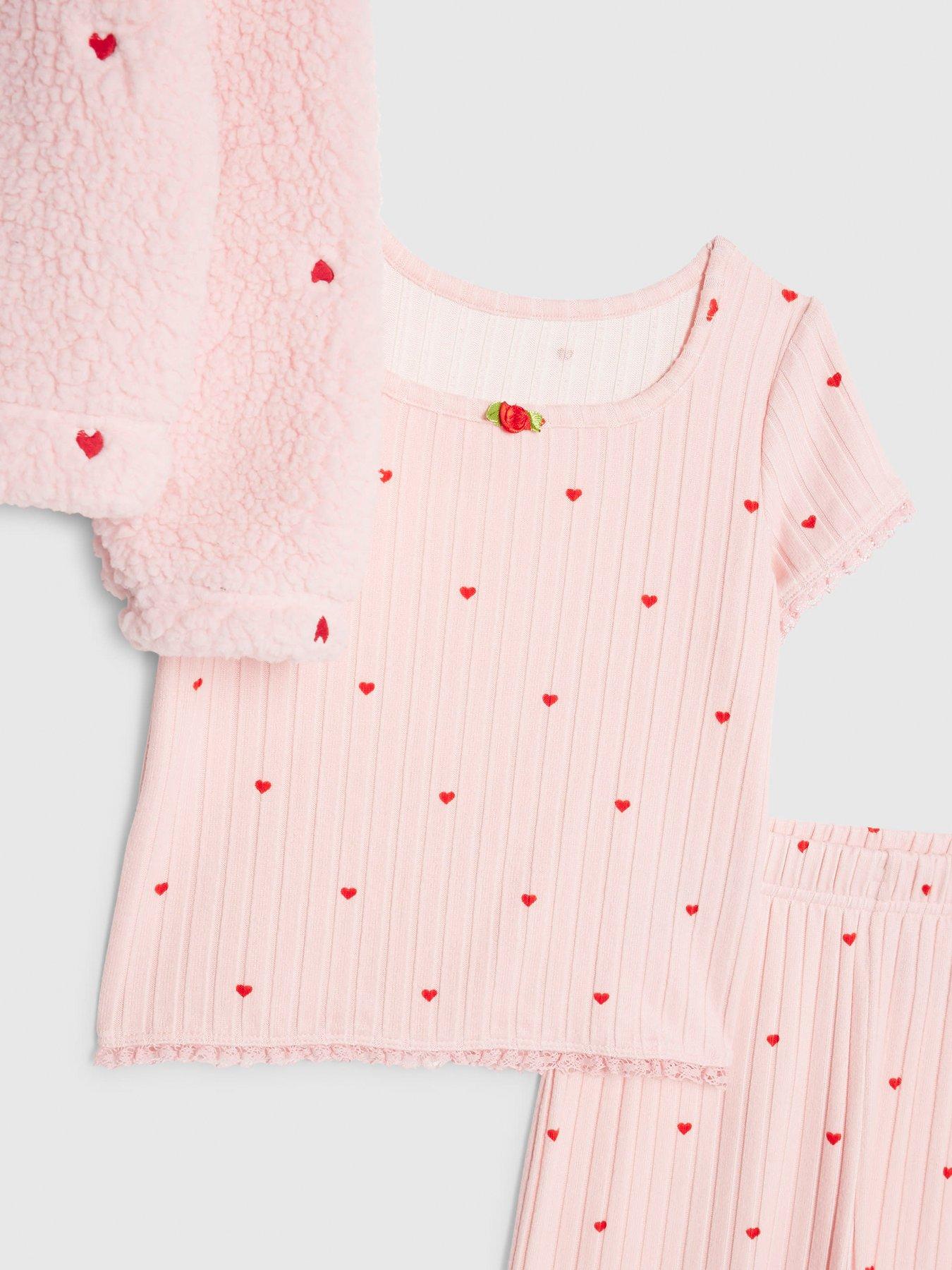 Image 5 of 5 of River Island Older Girls 3 Piece Heart Pyjama Hoodie Set - Pink