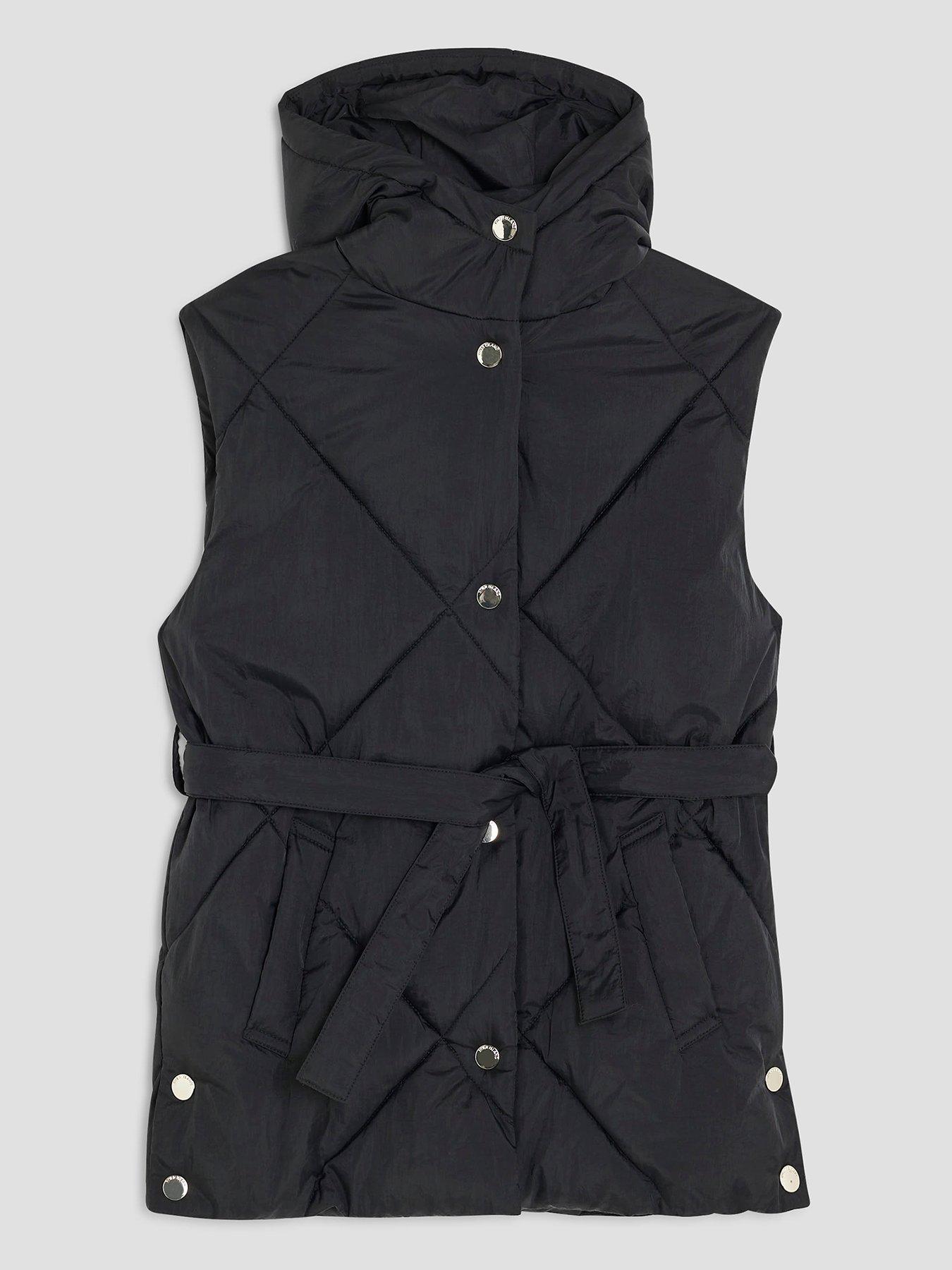 River Island Older Girls Belted Hooded Gilet - Black