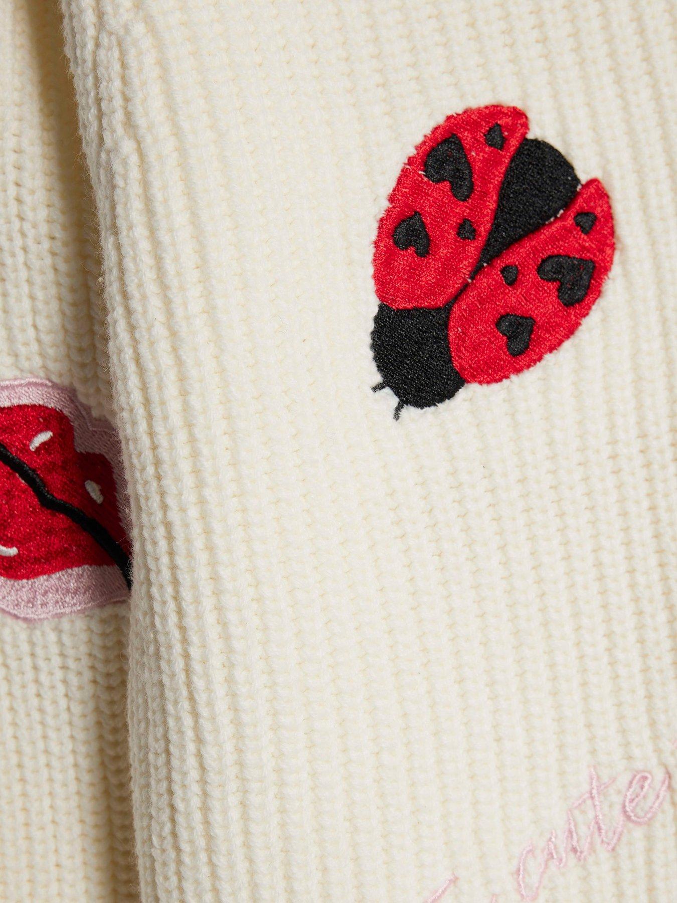 Image 4 of 4 of River Island Older Girls Ladybird Lips Jumper - Cream