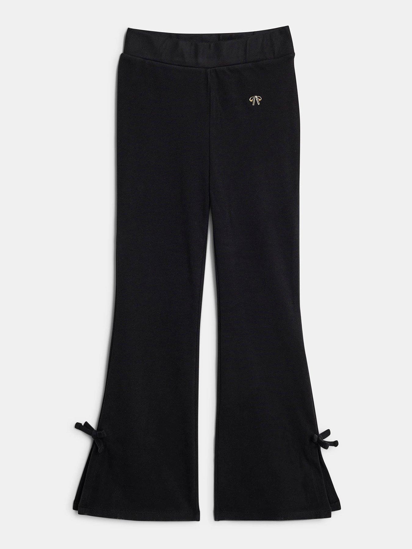River Island Older Girls Cosy Bow Flared Trousers - Black