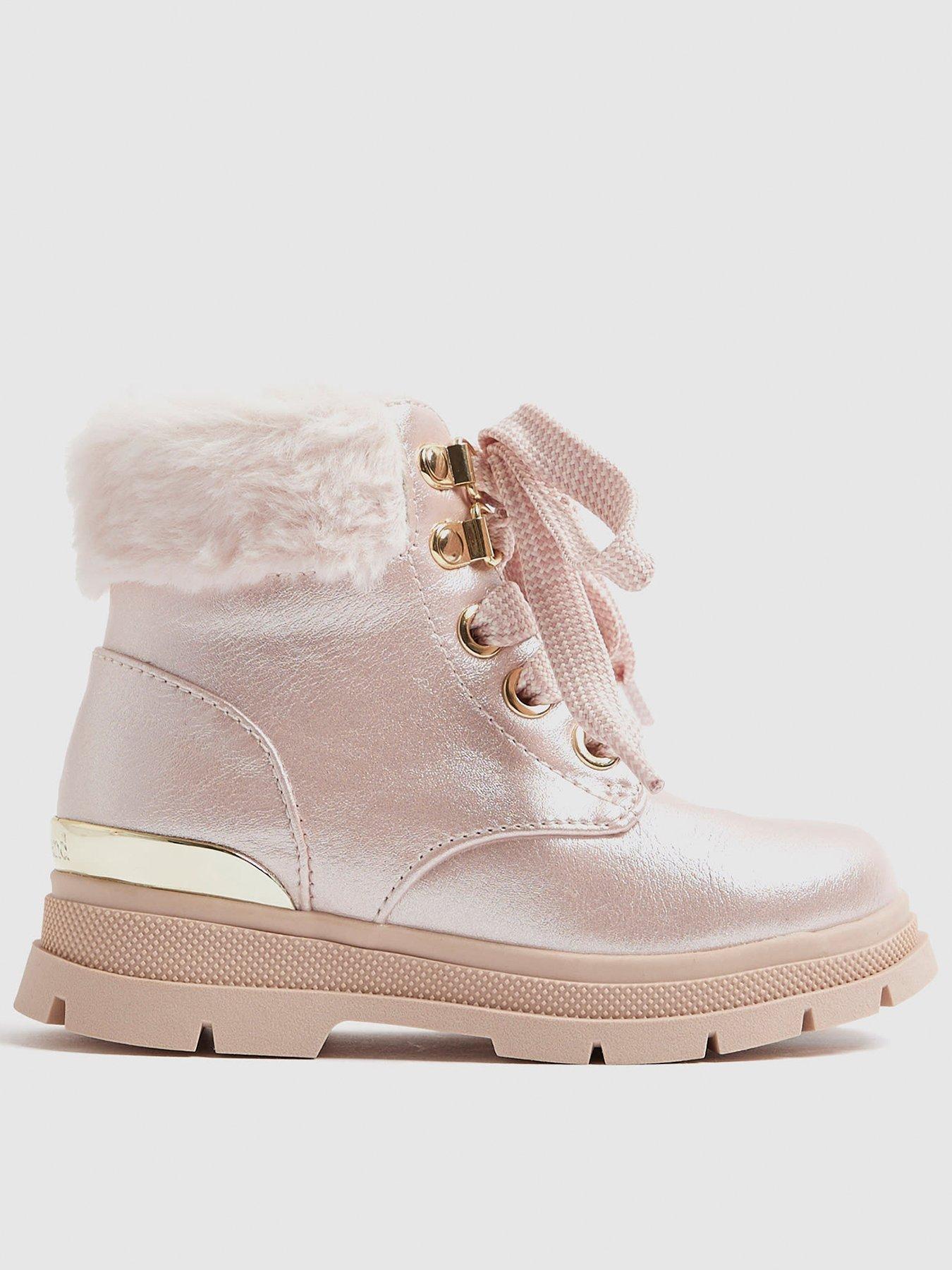 River Island Mini Girls Lace Up Boot - Pink