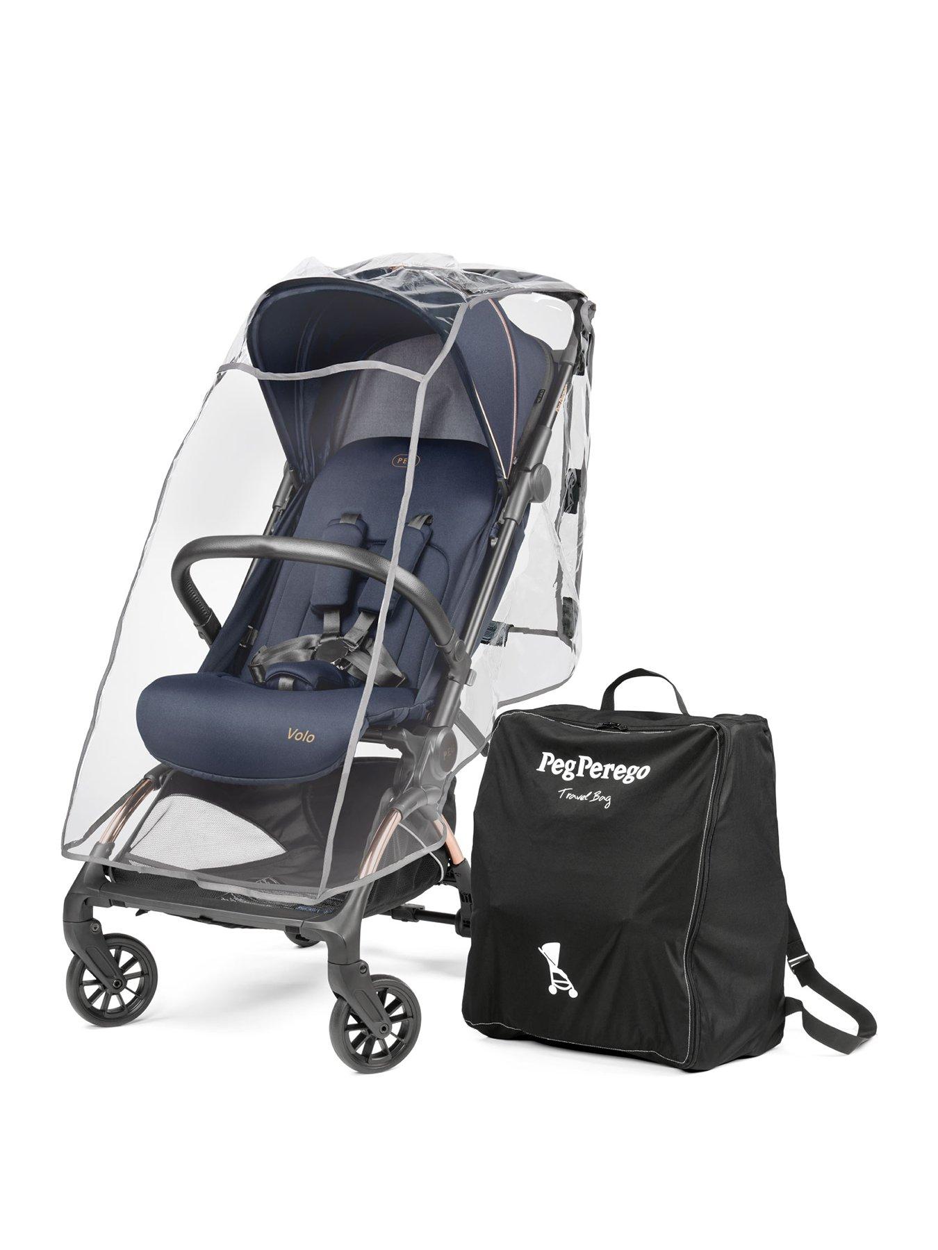 Peg Perego Volo Stroller with Raincover  &  Travel Bag - Blue Shine
