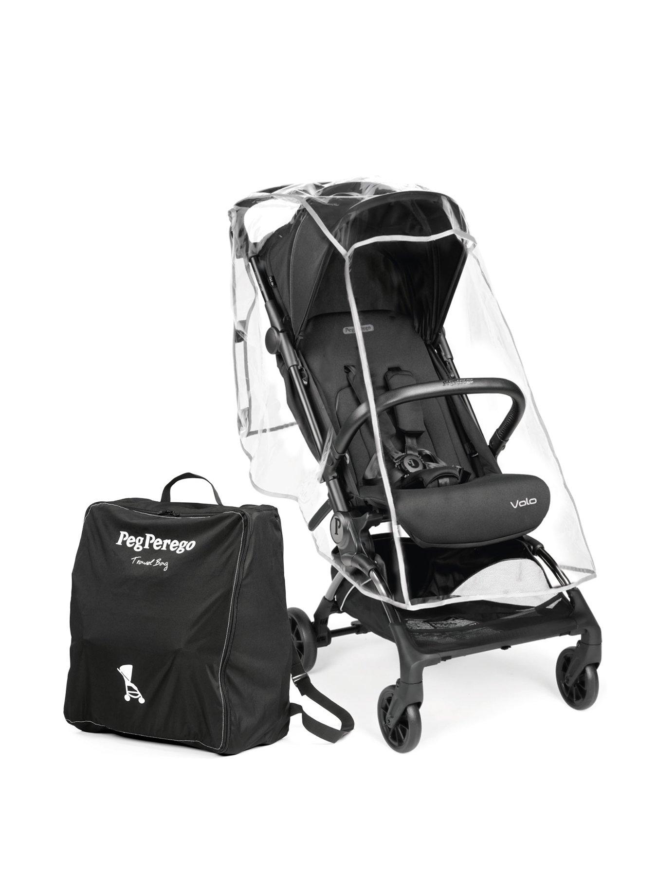 Peg Perego Volo Stroller with Raincover  &  Travel Bag - True Black