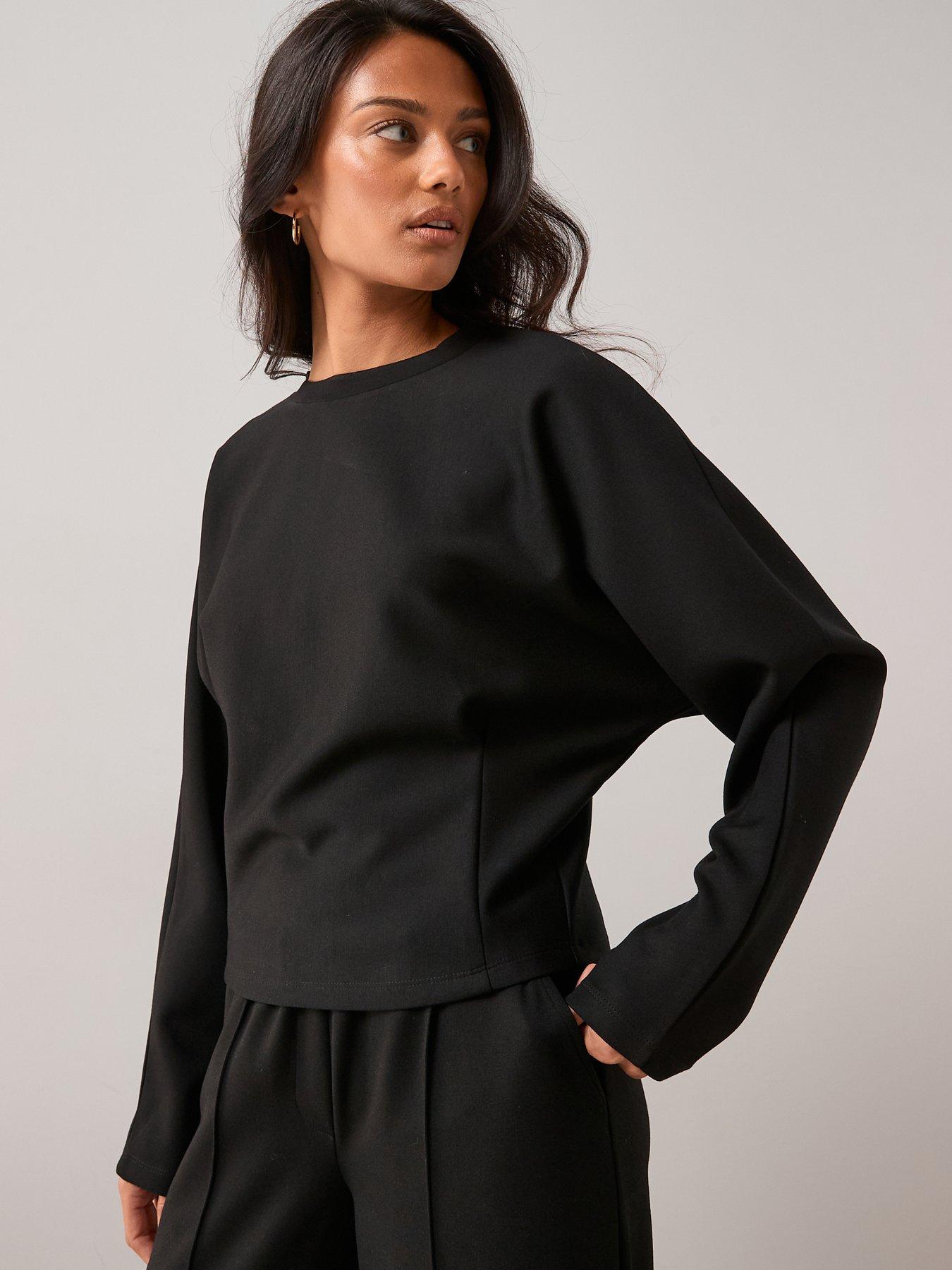 Image 1 of 6 of The Very Collection Soft Touch Long Sleeve Top - Black