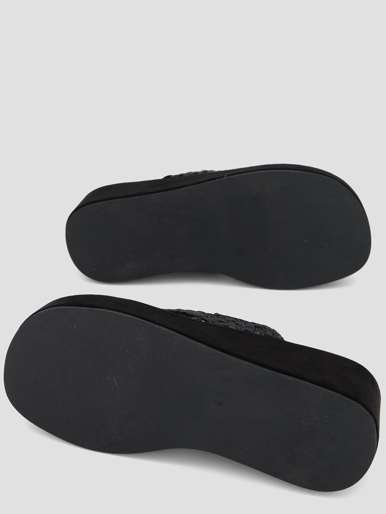 Image 4 of 7 of The Very Collection Wide Fit Thong Wedge Sandals - Black