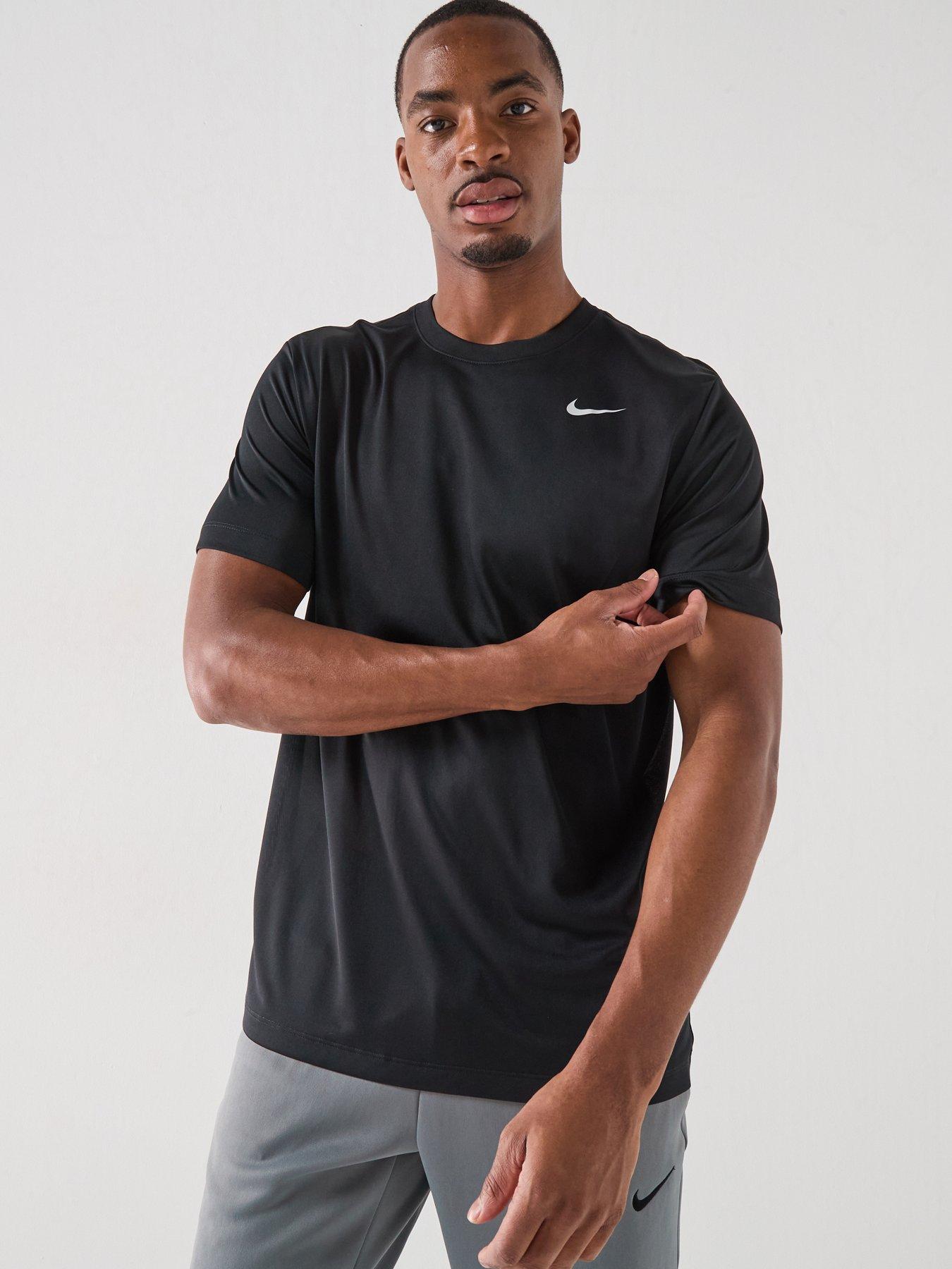 Nike Mens Training Dri-FIT Fitness T-Shirt, Black/Matte Silver, Size L, Men