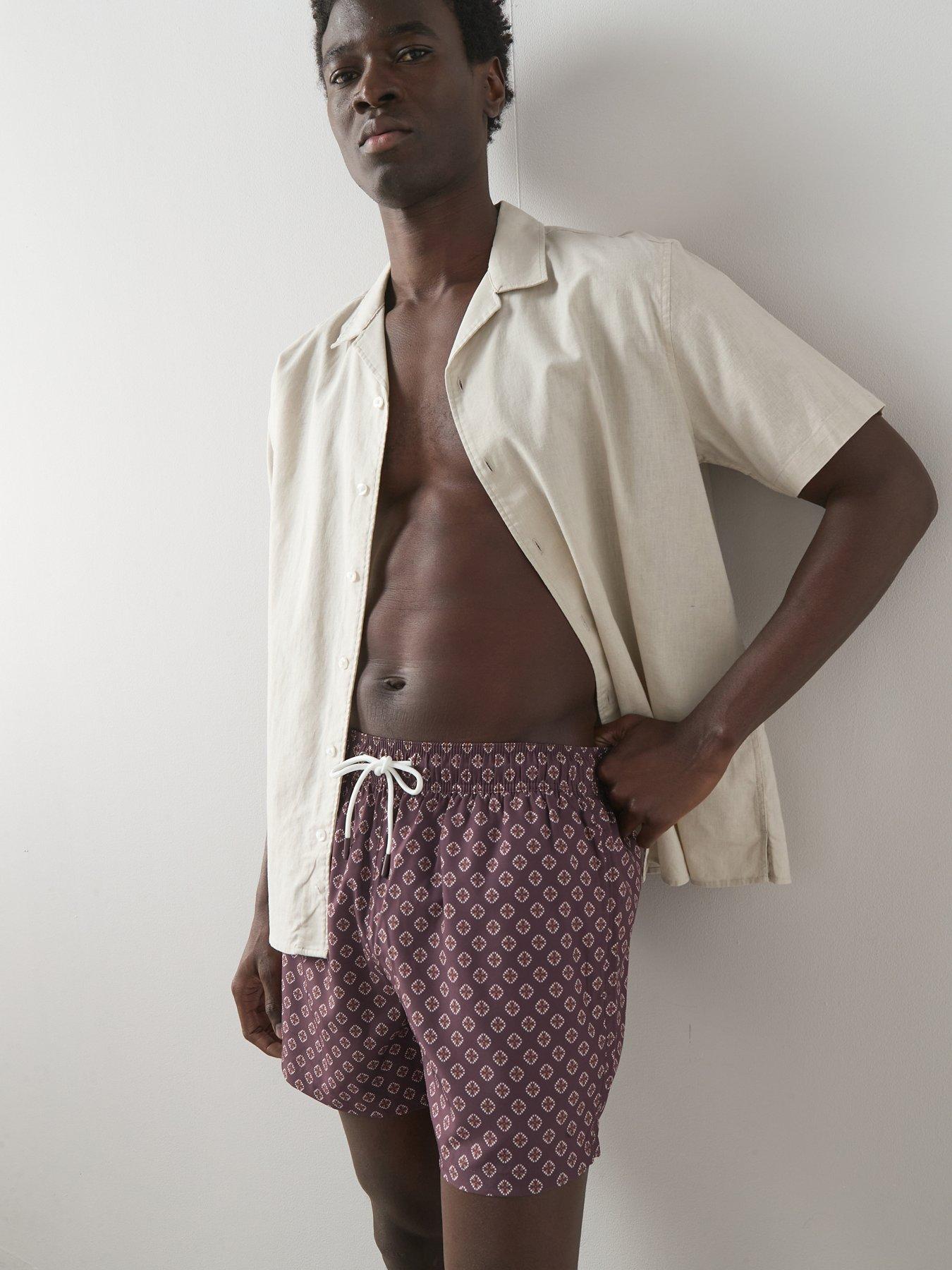 The Very Collection Quick Dry Diamond Print Swim Shorts - Berry