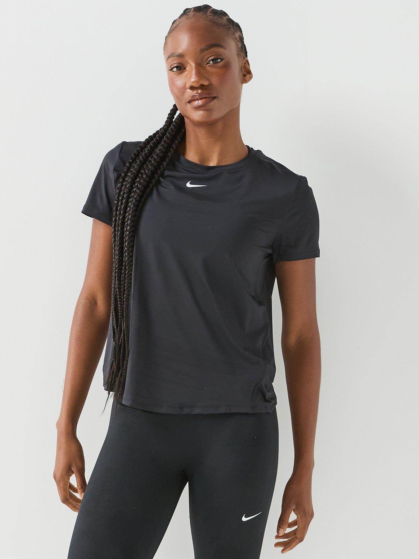 Nike Womens One Classic Dri-FIT Training T-Shirt, Black/White, Size S, Women