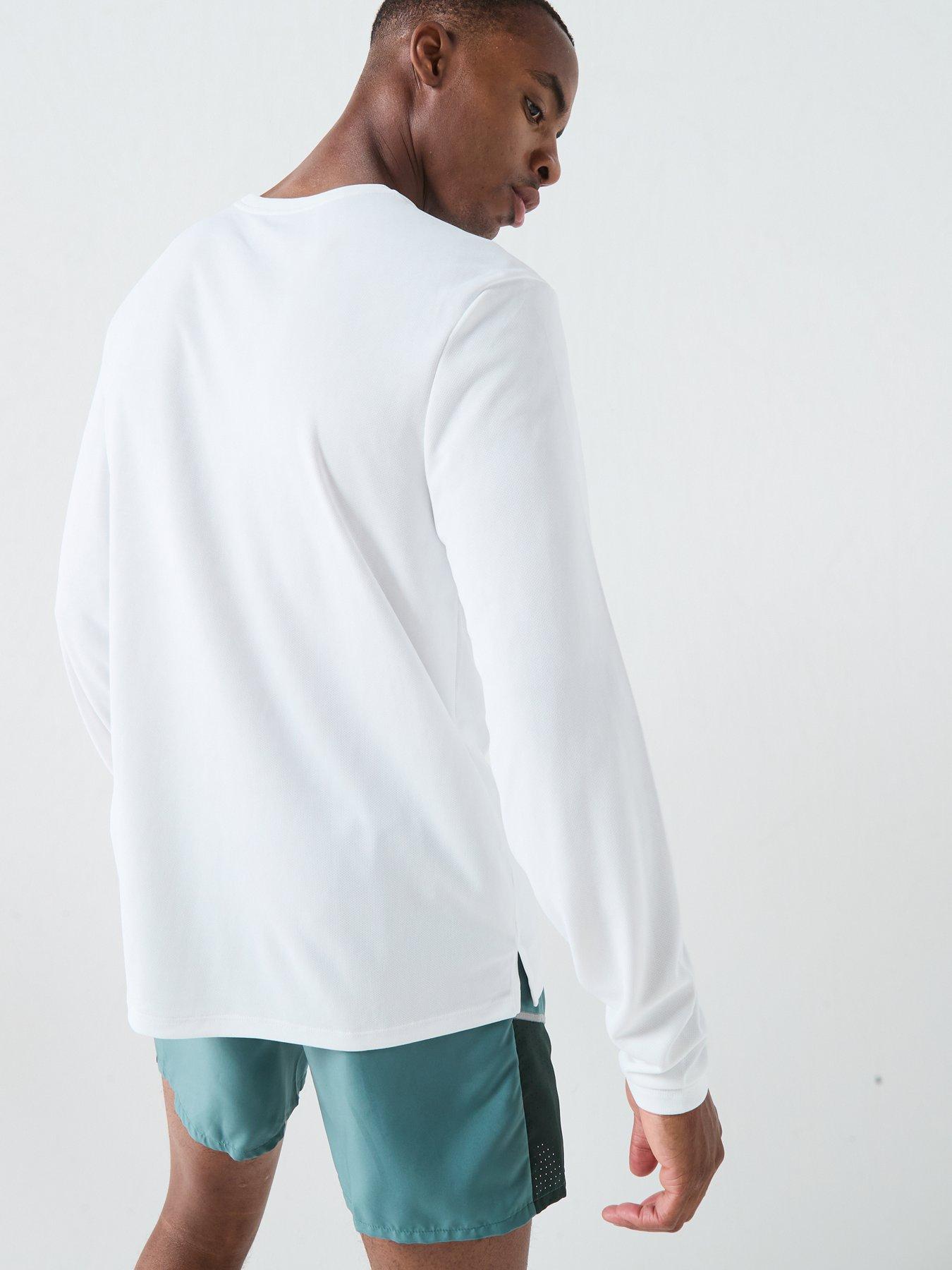 Image 2 of 7 of Nike Mens Running Miler Dri-FIT UV Long Sleeve Top - White
